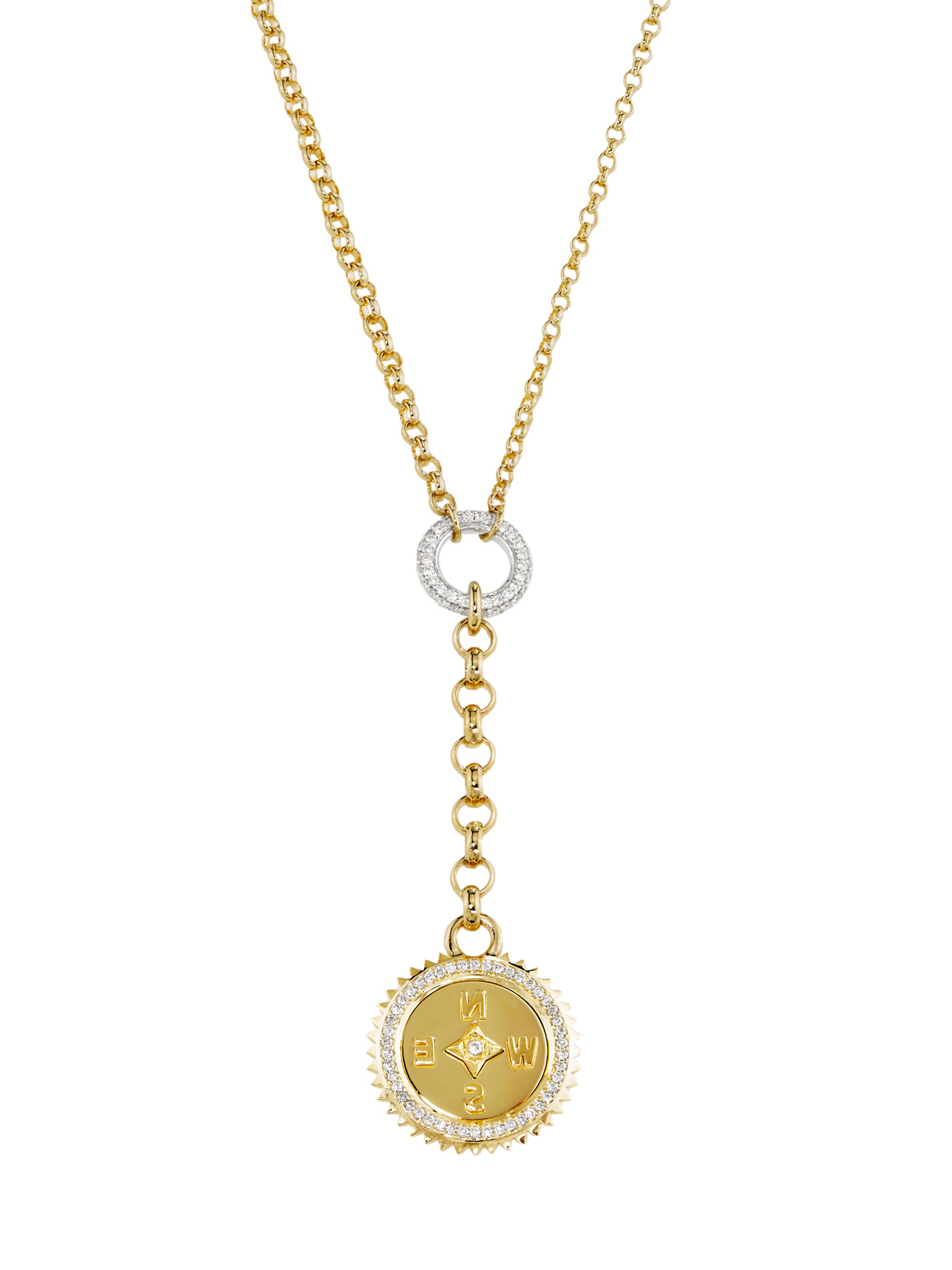 Foundrae Women's Internal Compass Two-Tone K Gold & 0.38 TCW Diamond Pendant Necklace - Yellow Gold