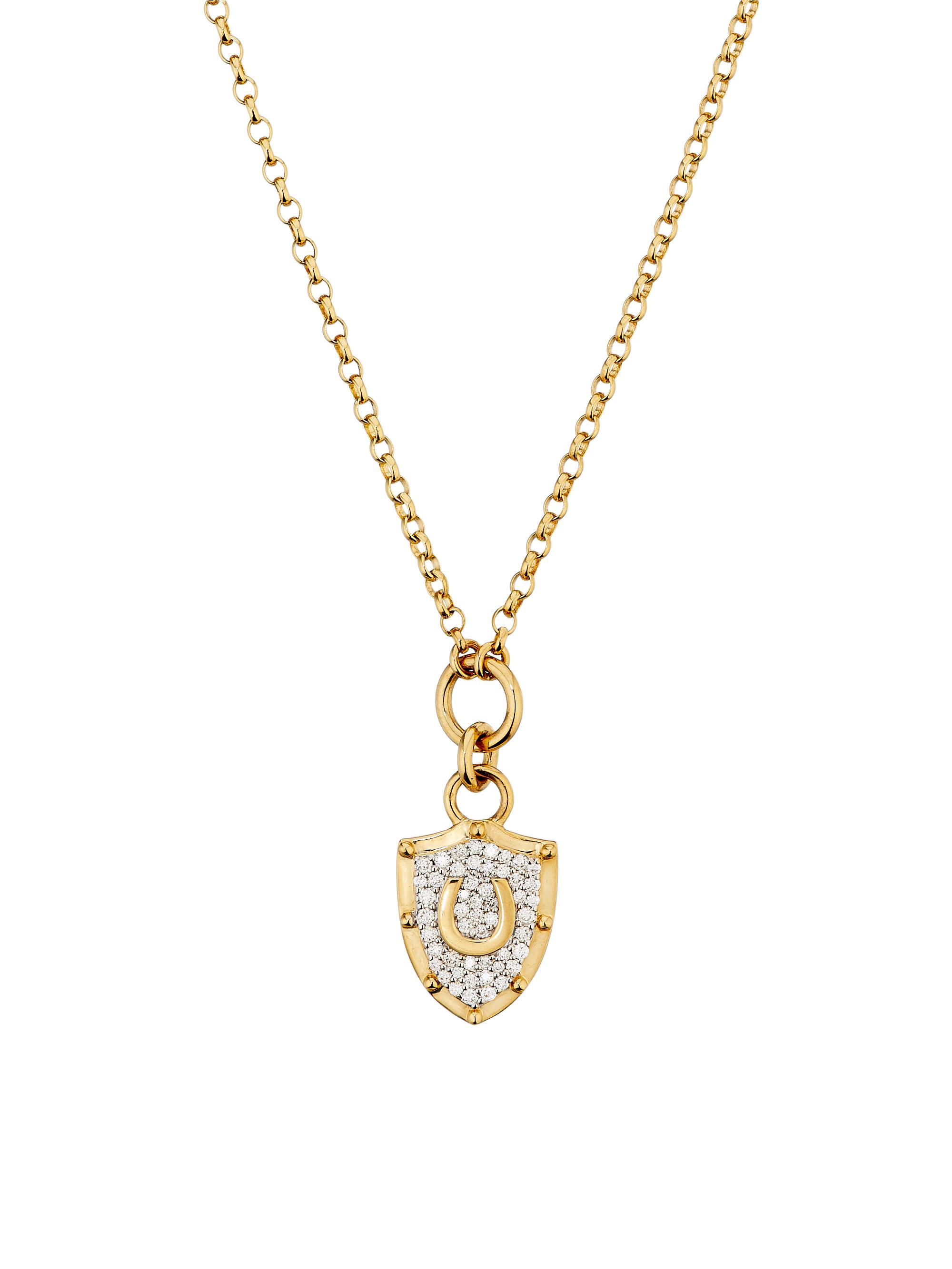 Protection 18K Yellow Gold & 0.19 TCW Diamond Horseshoe Crest Pendant Necklace