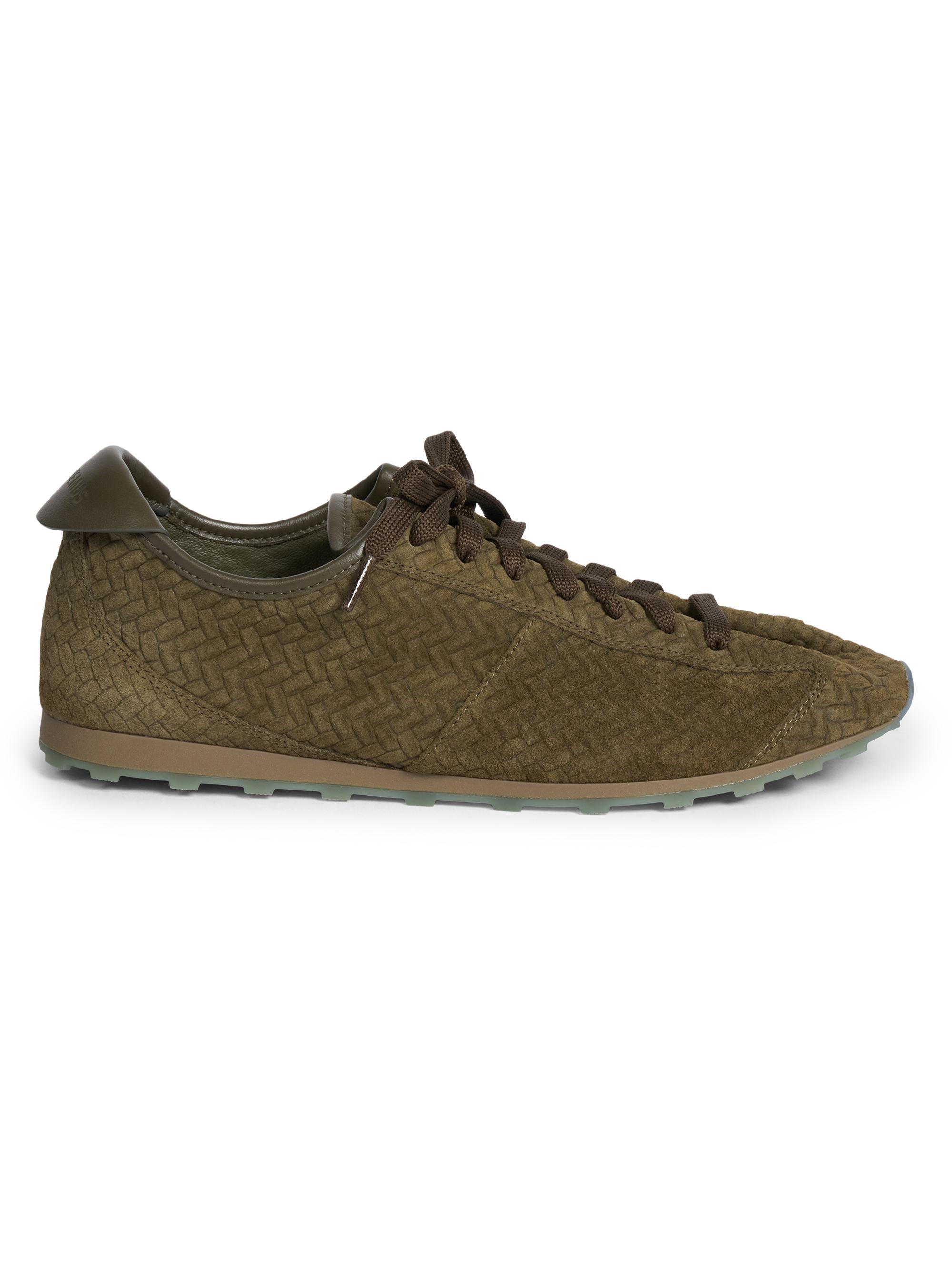Jacquemus Men's Les Tennis Chevron Suede Sneakers - Khaki