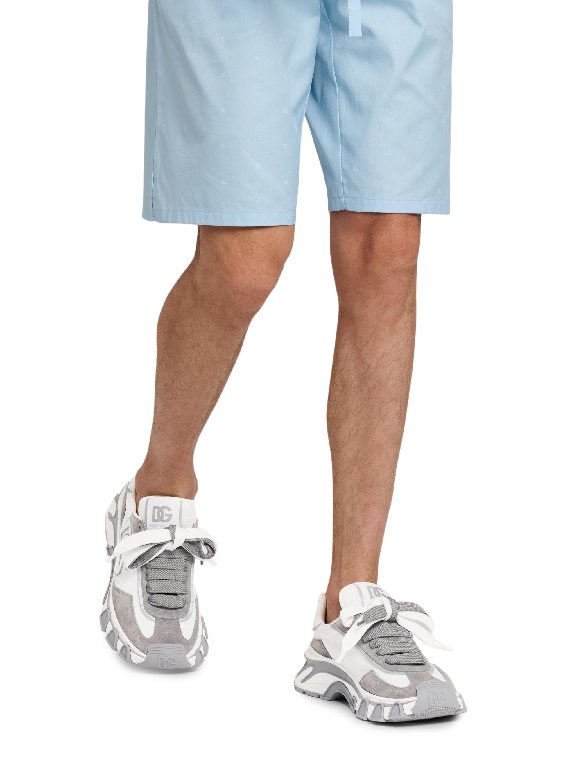 Dolce & Gabbana Men's Logo Two-Tone Nylon & Suede Low-Top Sneakers - Bianco Grigio