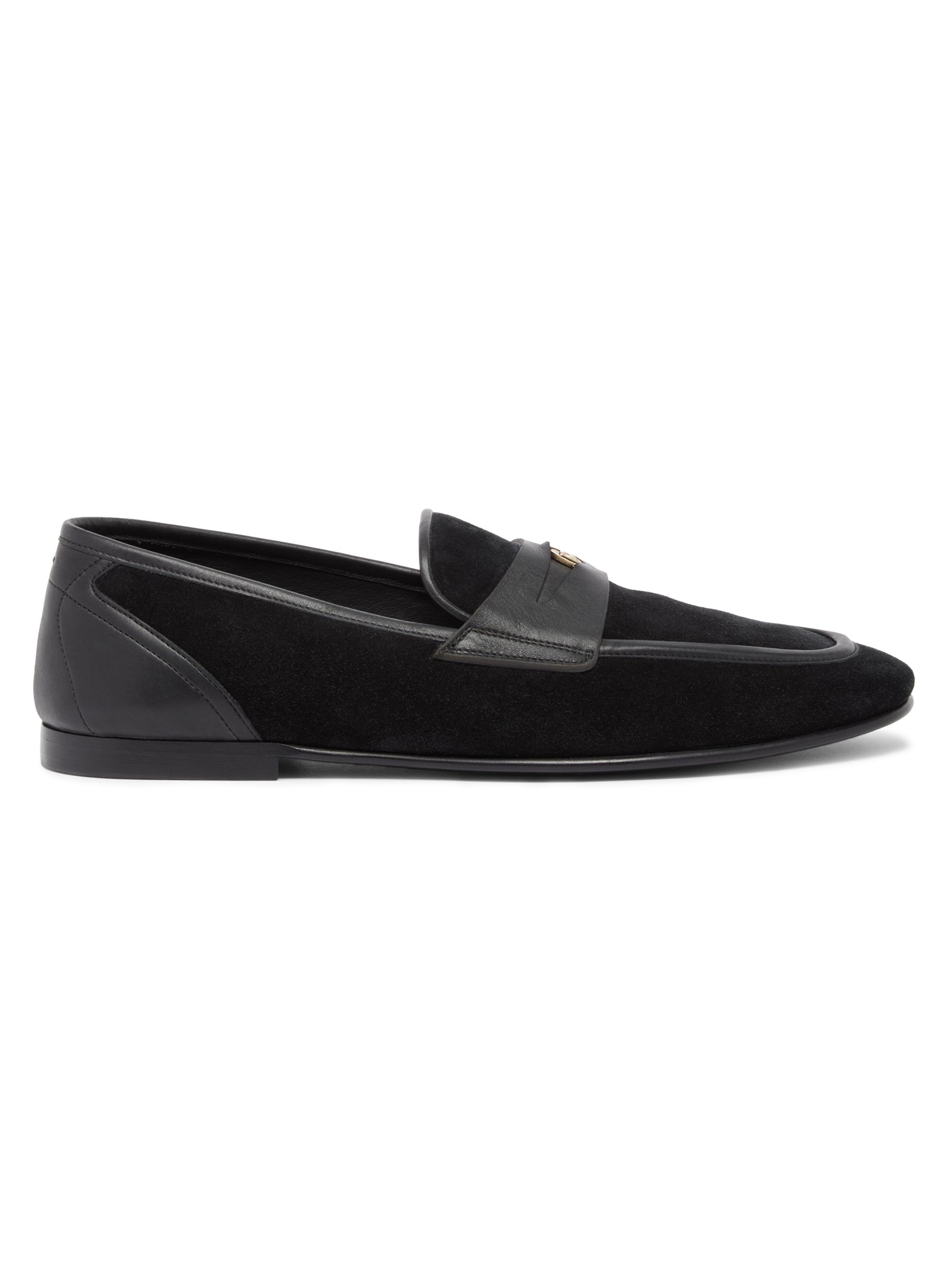 Dolce & Gabbana Men's Logo Suede & Leather Loafers - Nero