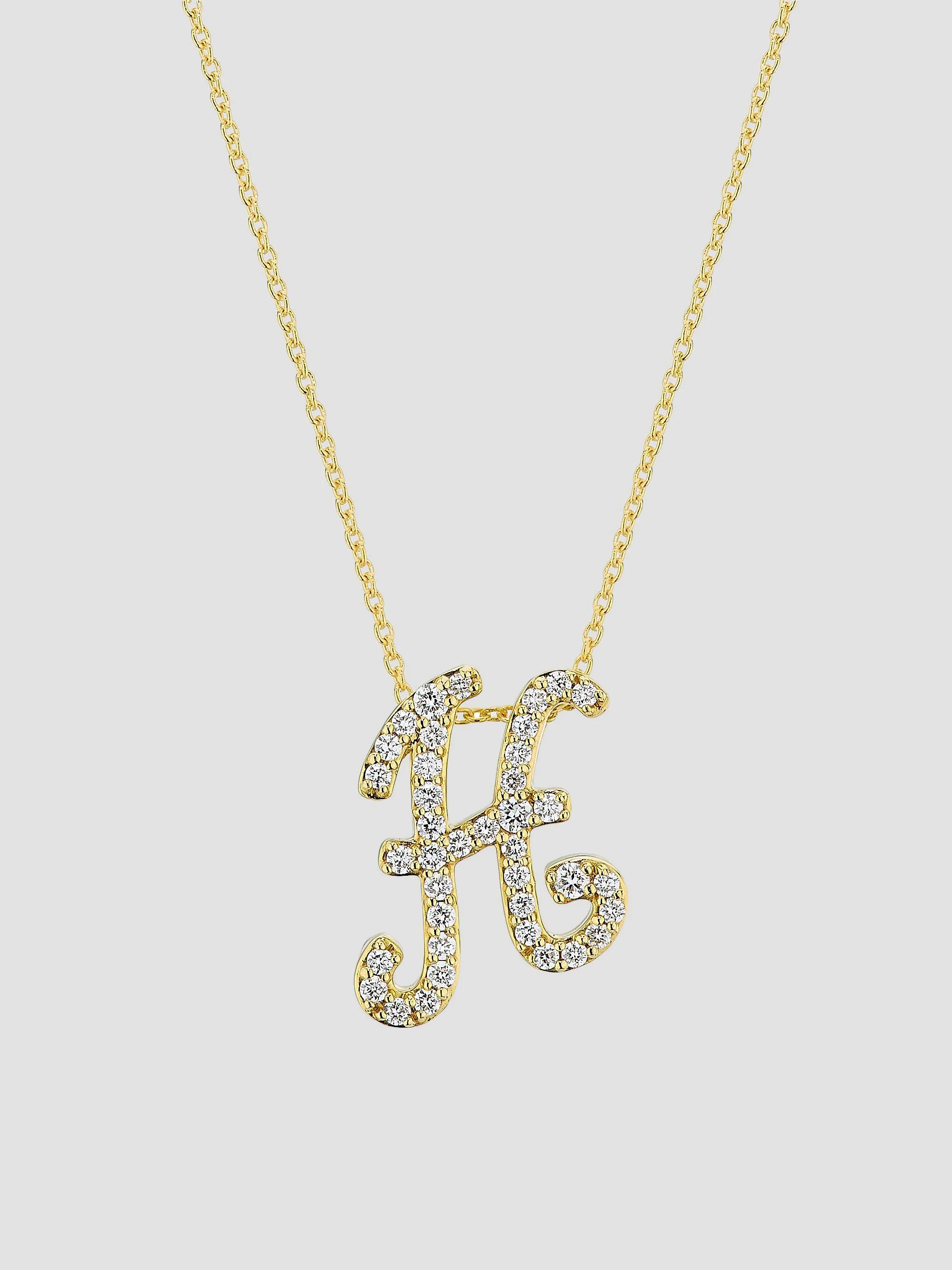 Roberto Coin Women's Tiny Treasures Script Initial 18K Yellow Gold, Ruby & 0.24-0.34 TCW Diamond Pendant Necklace - Initial H