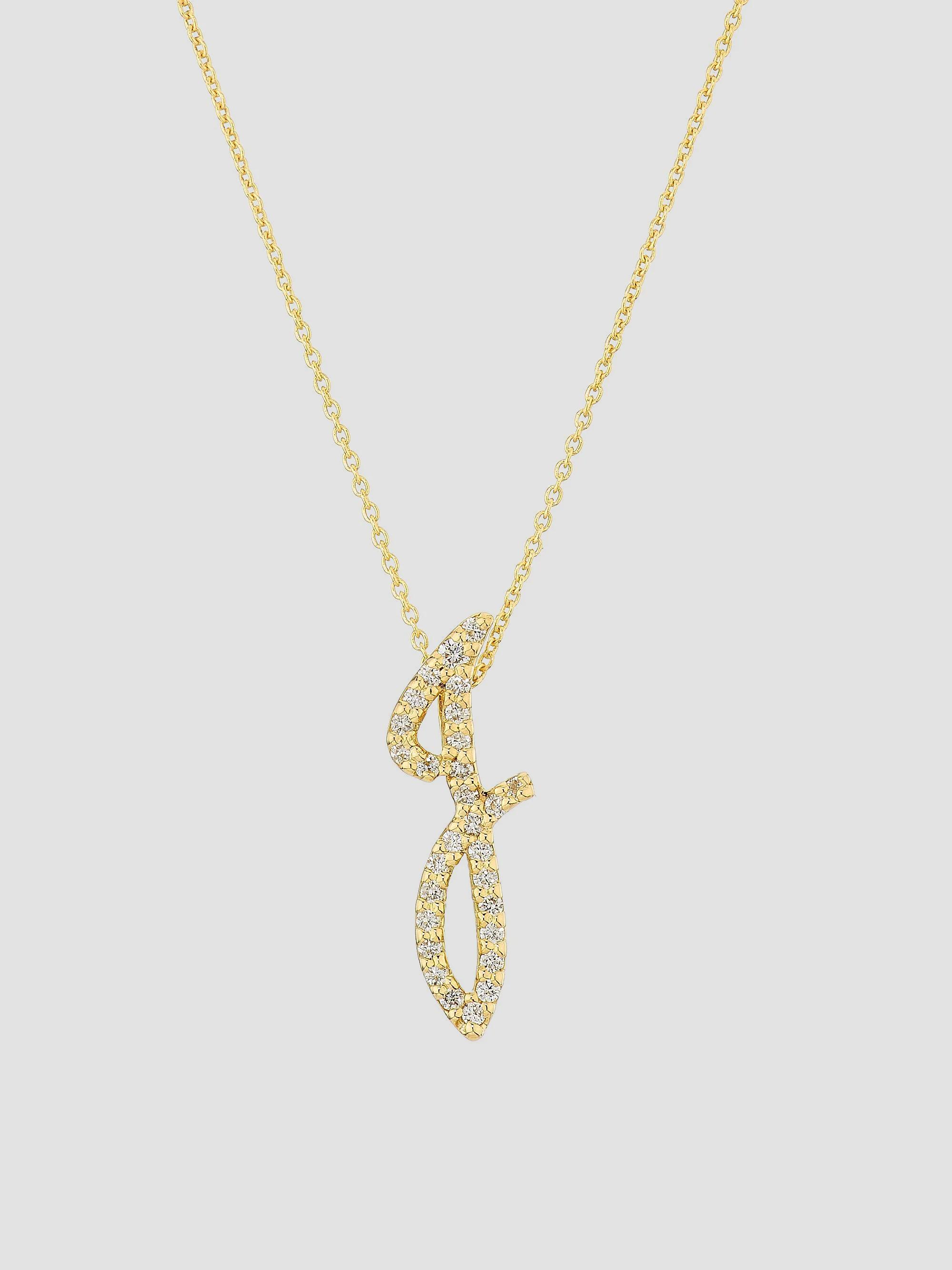 Roberto Coin Women's Tiny Treasures Script Initial 18K Yellow Gold, Ruby & 0.24-0.34 TCW Diamond Pendant Necklace - Initial J