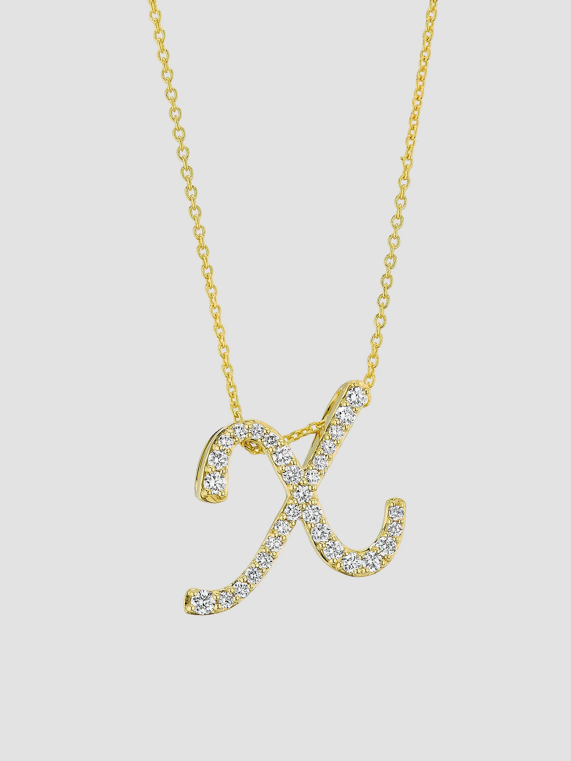 Roberto Coin Women's Tiny Treasures Script Initial 18K Yellow Gold, Ruby & 0.24-0.34 TCW Diamond Pendant Necklace - Initial X
