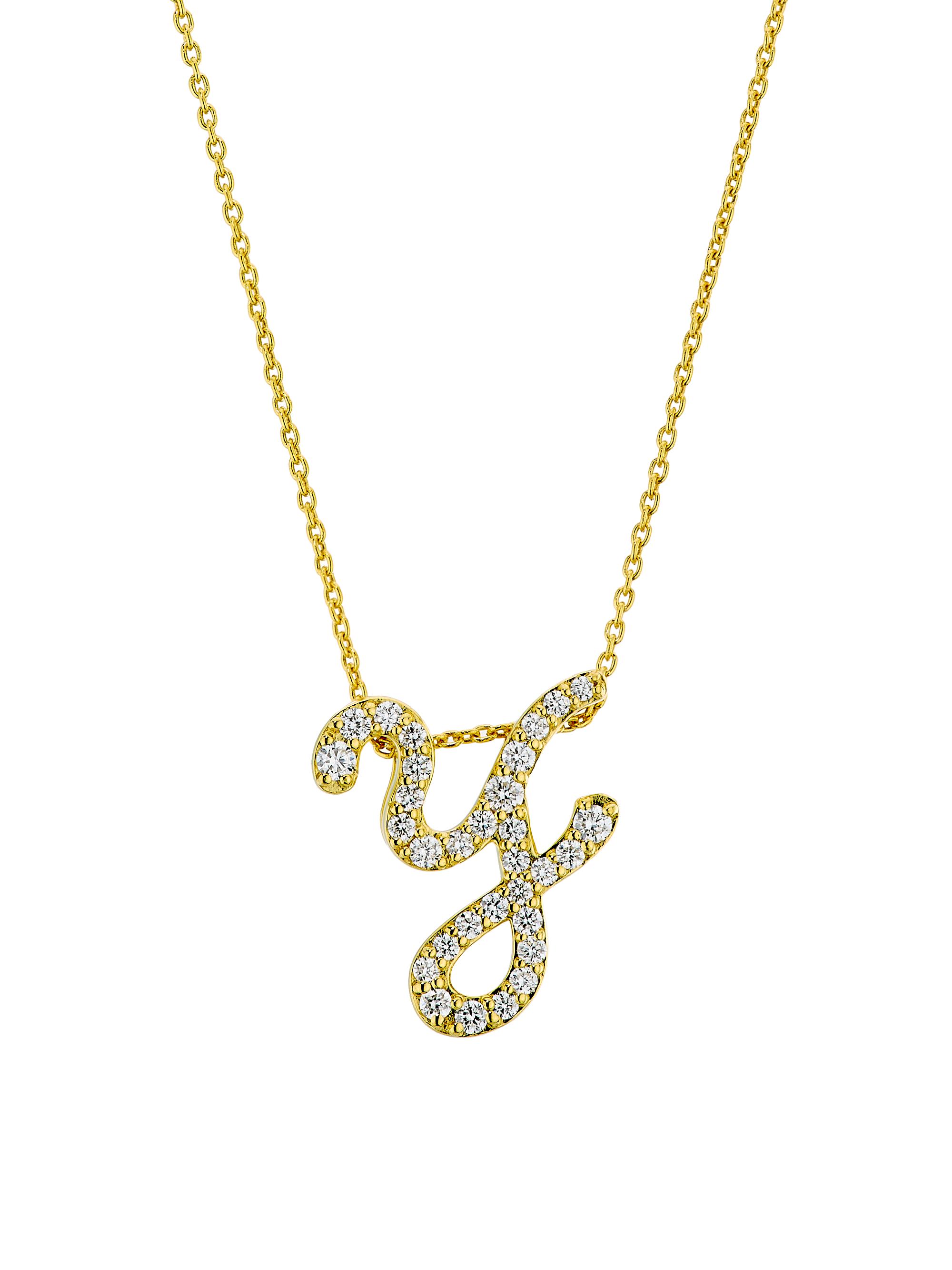 Roberto Coin Women's Tiny Treasures Script Initial 18K Yellow Gold, Ruby & 0.24-0.34 TCW Diamond Pendant Necklace - Initial Y