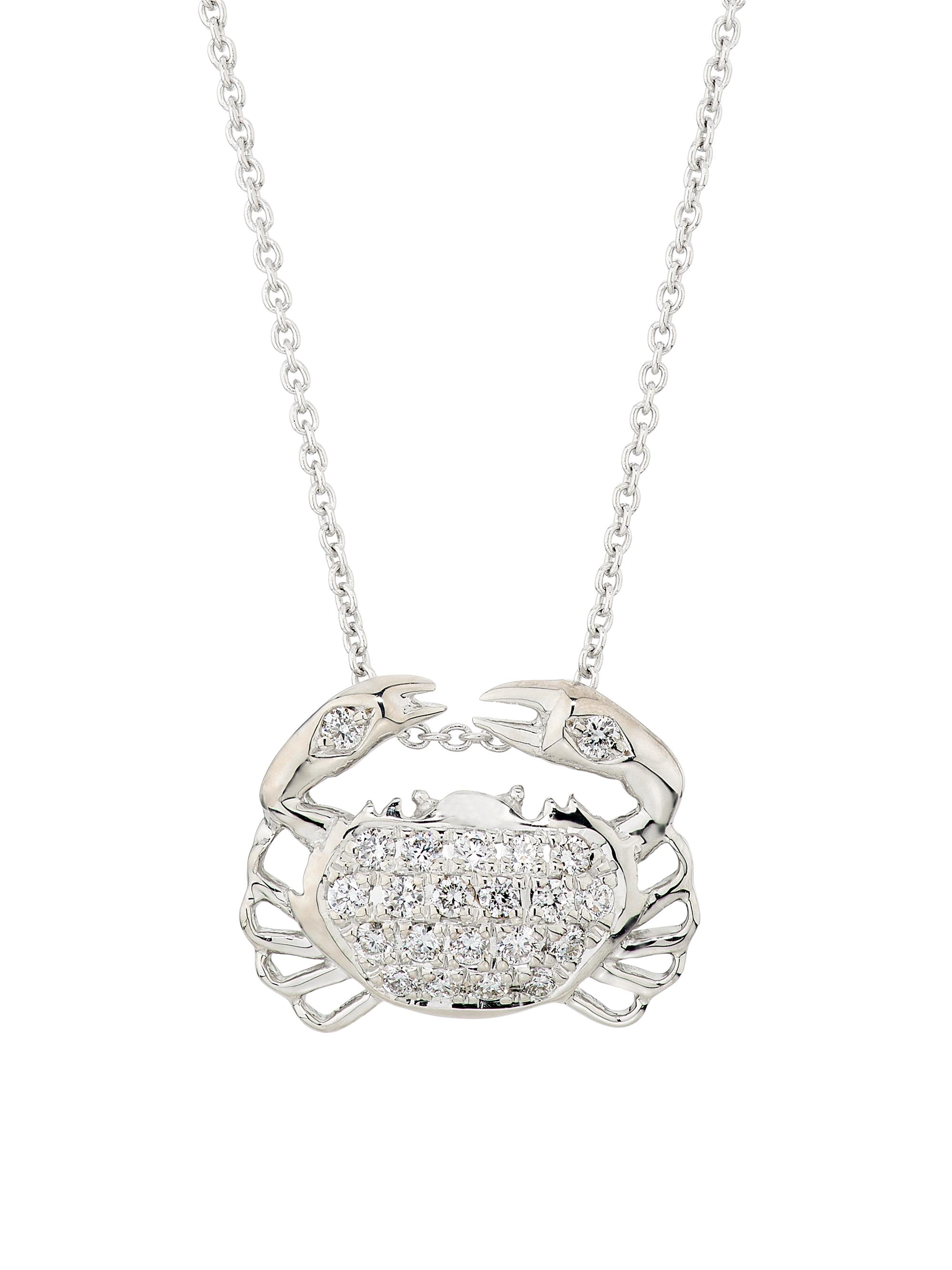 Roberto Coin Women's Tiny Treasures Crab 18K White Gold, Ruby & 0.19 TCW Diamond Necklace - White Gold