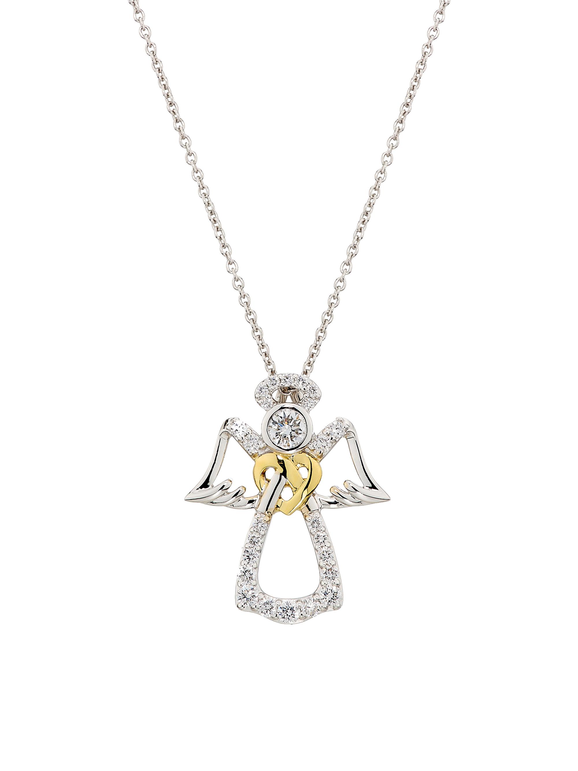 Roberto Coin Women's Tiny Treasures Angel 18K White & Yellow Gold, Ruby & 0.33 TCW Diamond Pendant Necklace - White Gold