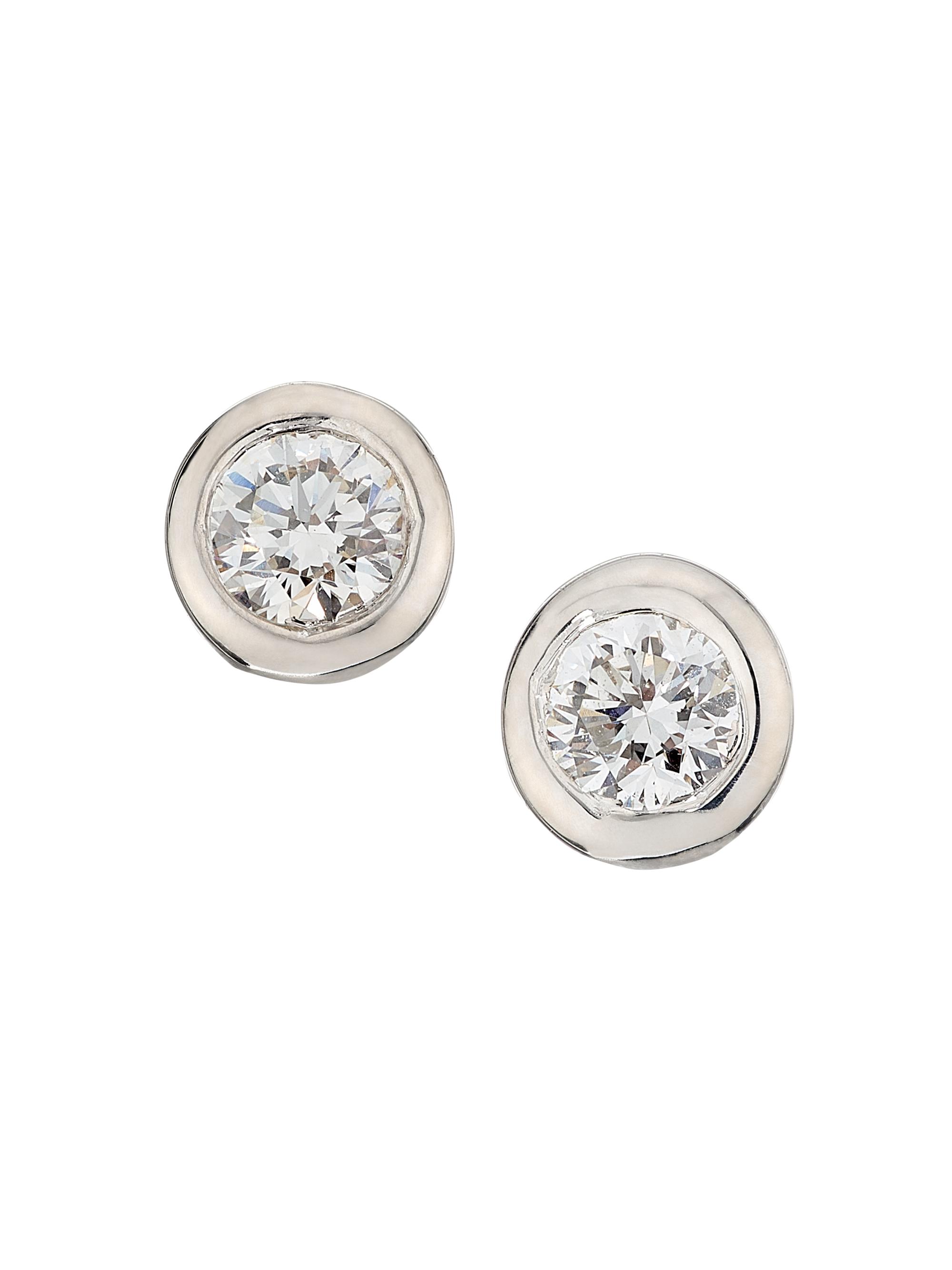 Roberto Coin Women's Tiny Treasures  18K Gold, 0.10 TCW Diamond & Ruby Stud Earrings - White Gold