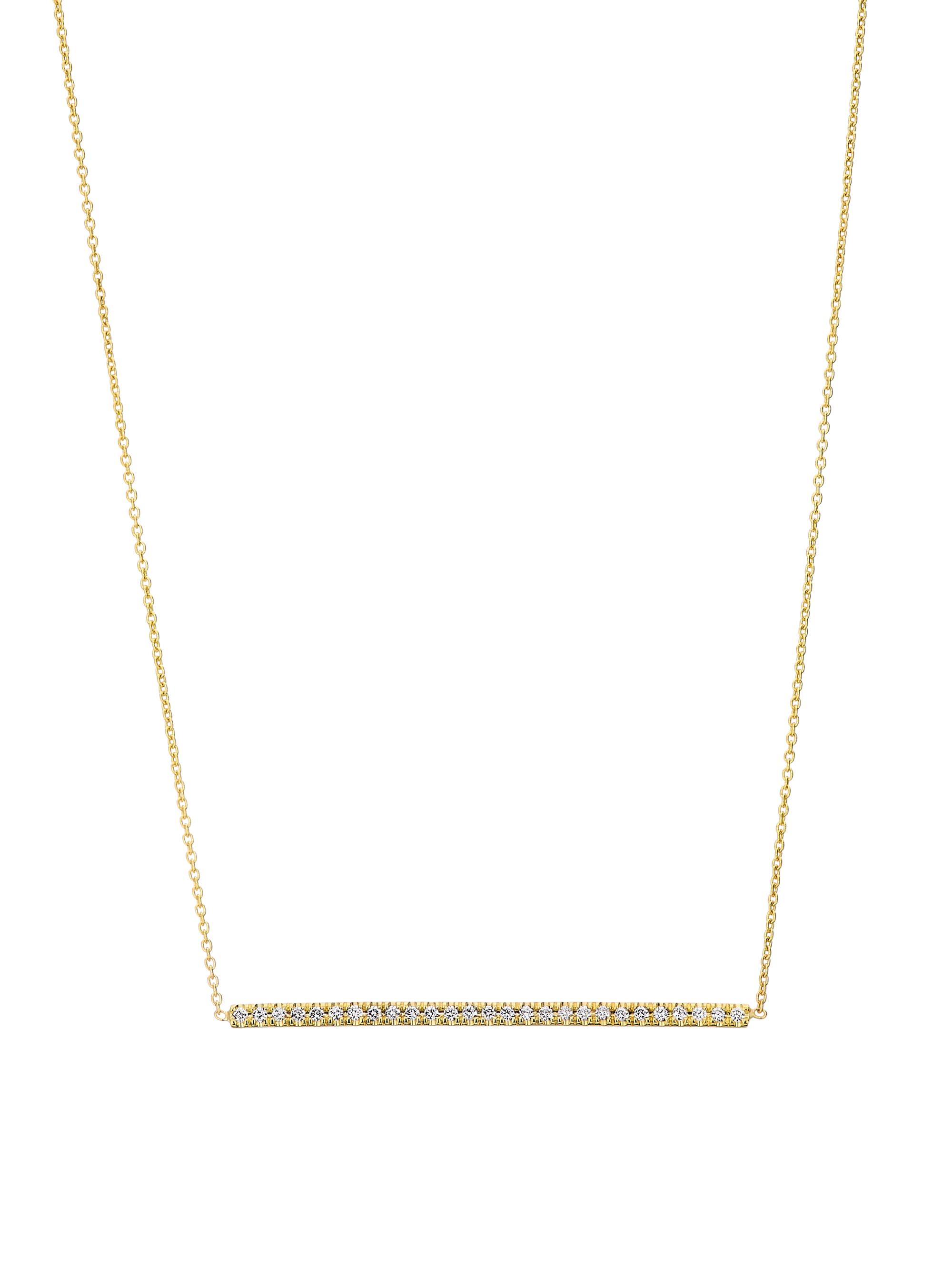 Roberto Coin Women's Tiny Treasures 18K Yellow Gold & 0.18 TCW Diamond Bar Pendant Necklace - Yellow Gold