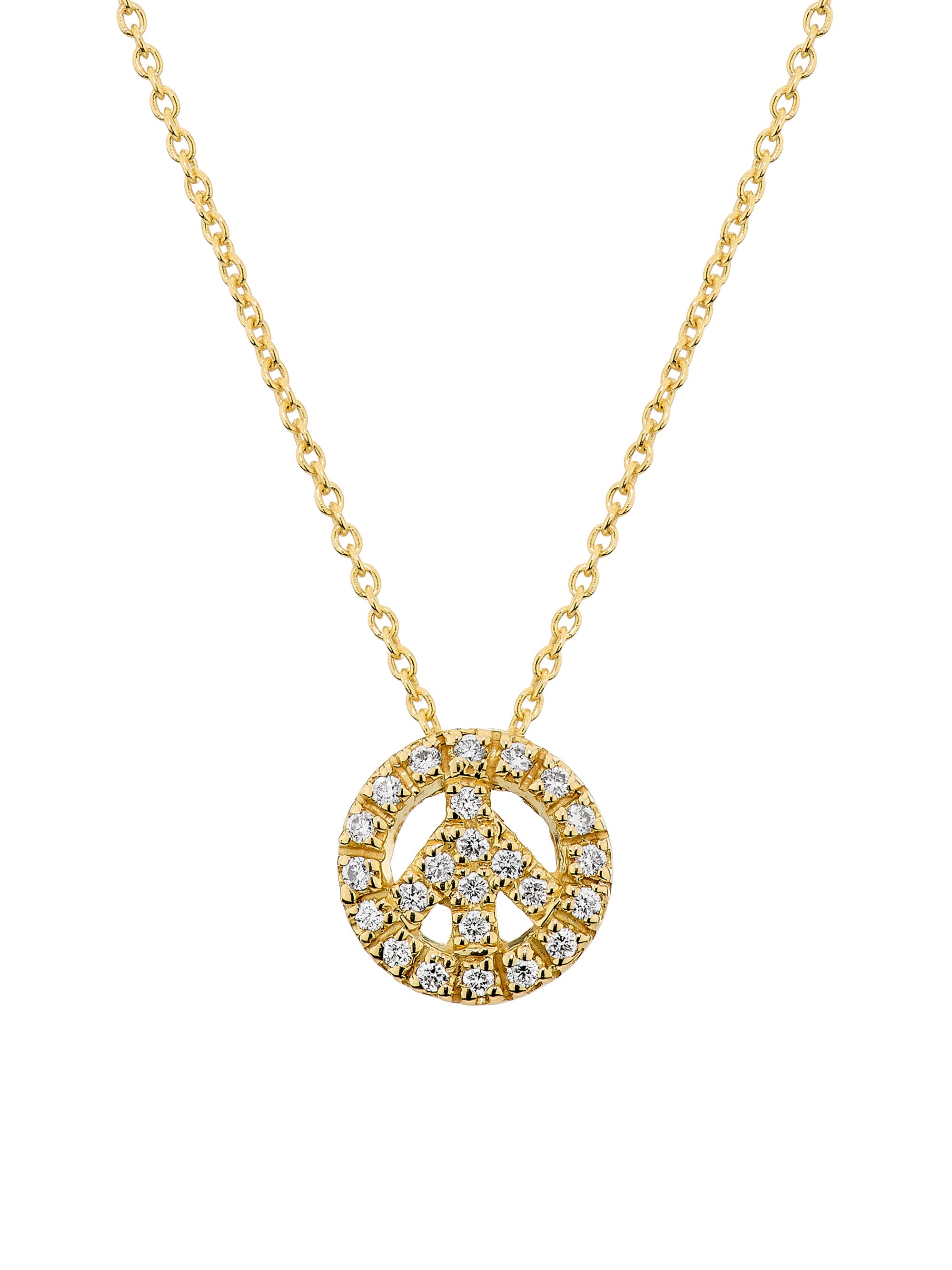 Roberto Coin Women's Tiny Treasures 18K Yellow Gold & 0.11 TCW Diamond Peace Sign Pendant Necklace - Yellow Gold
