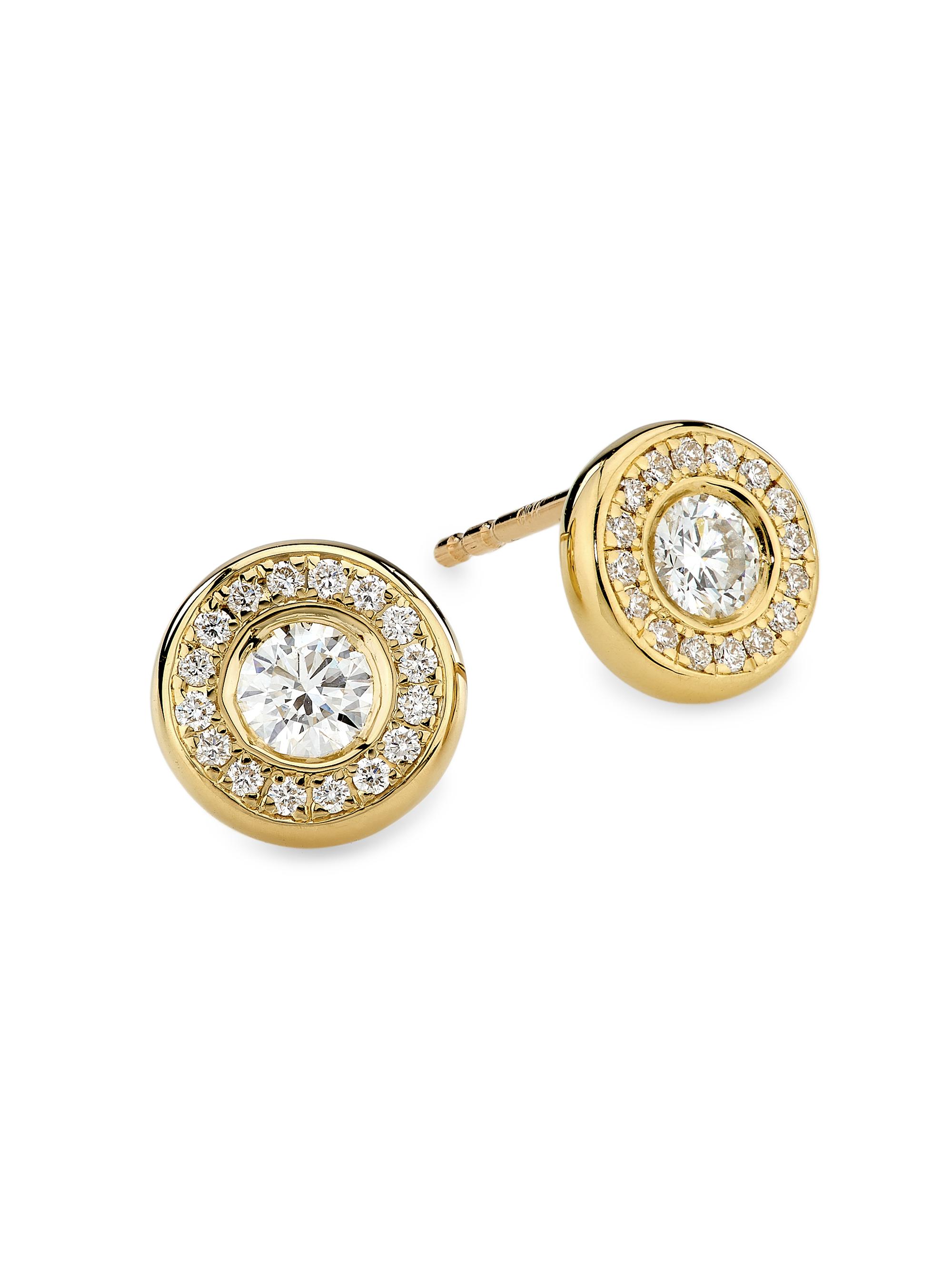 Roberto Coin Women's Tiny Treasures 18K Gold & 0.56 TCW Diamond Halo Stud Earrings - Yellow Gold