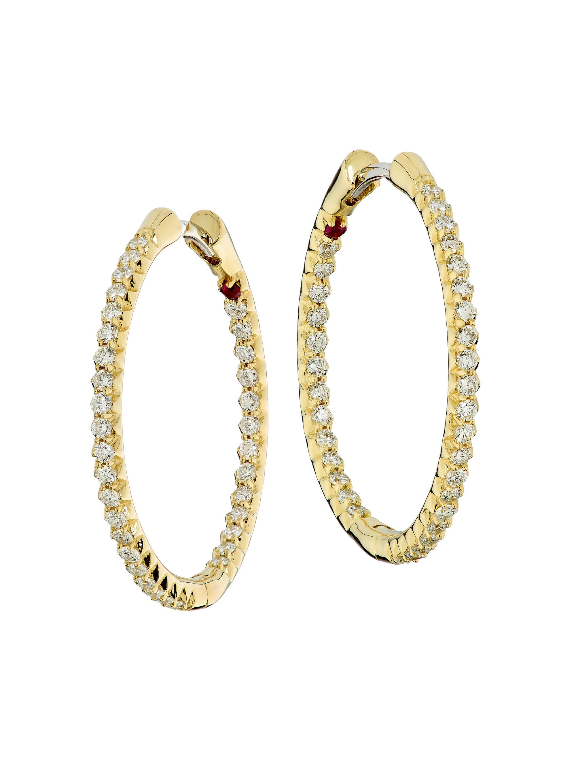 Roberto Coin Women's Tiny Treasures 18K Yellow Gold & 0.56 TCW Diamond Hoop Earrings - Yellow Gold