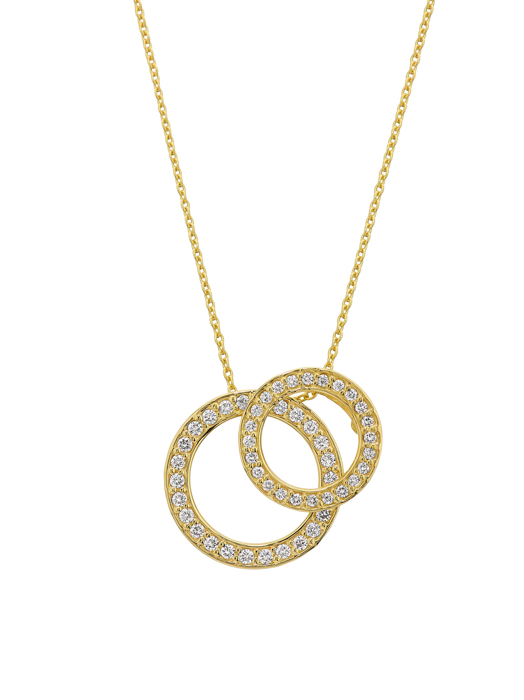Roberto Coin Women's Tiny Treasures Two Circle 18K White & Yellow Gold, Ruby & 0.36 TCW Diamond Pendant Necklace - Yellow Gold