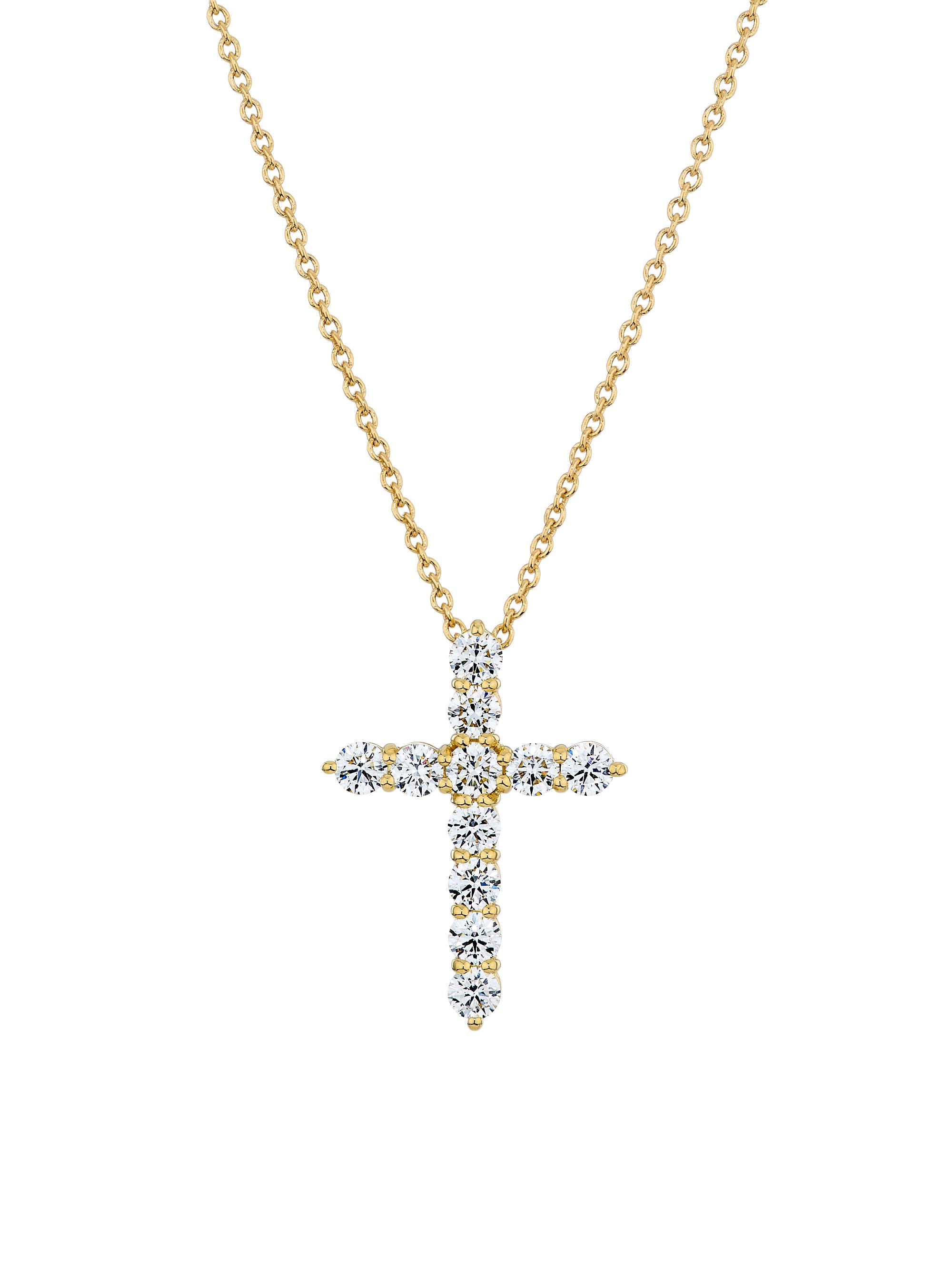 Roberto Coin Women's Tiny Treasures  Cross 18K Gold, 1.77 TCW Diamond & Ruby Necklace - Yellow Gold