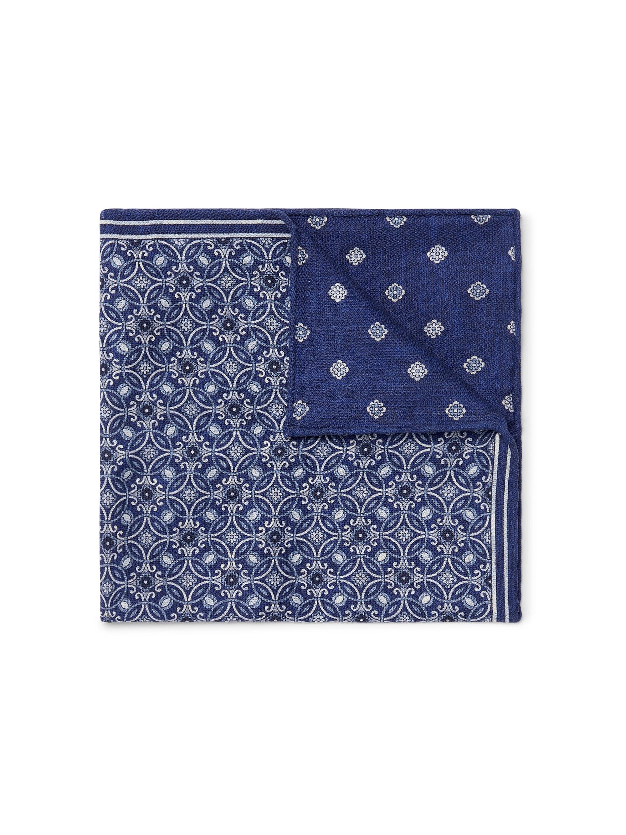 Brunello Cucinelli Men's Double Face Silk Pocket Square - Navy Blue