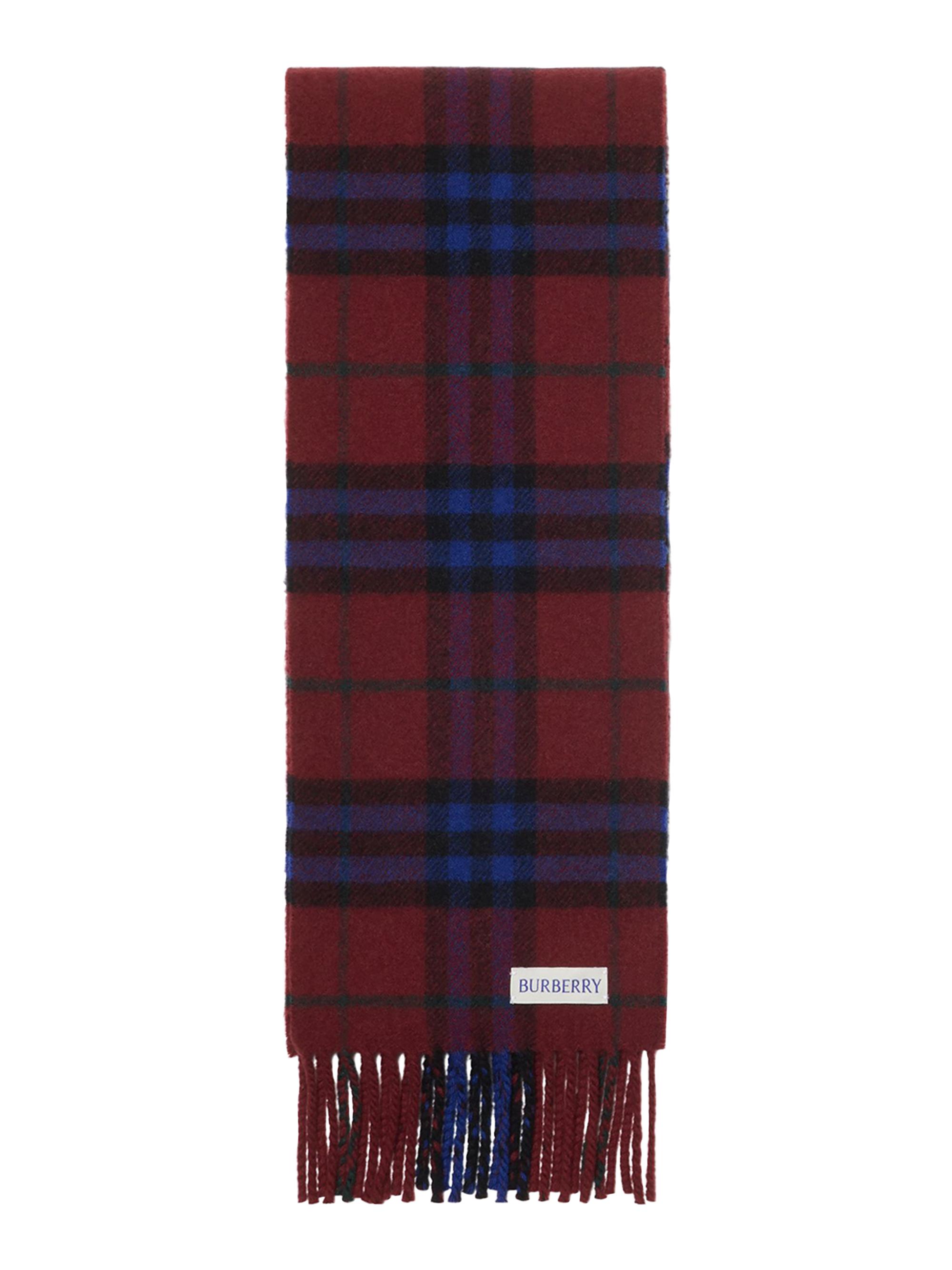 Burberry Women's Fringed Check Cashmere Scarf - Dark Red