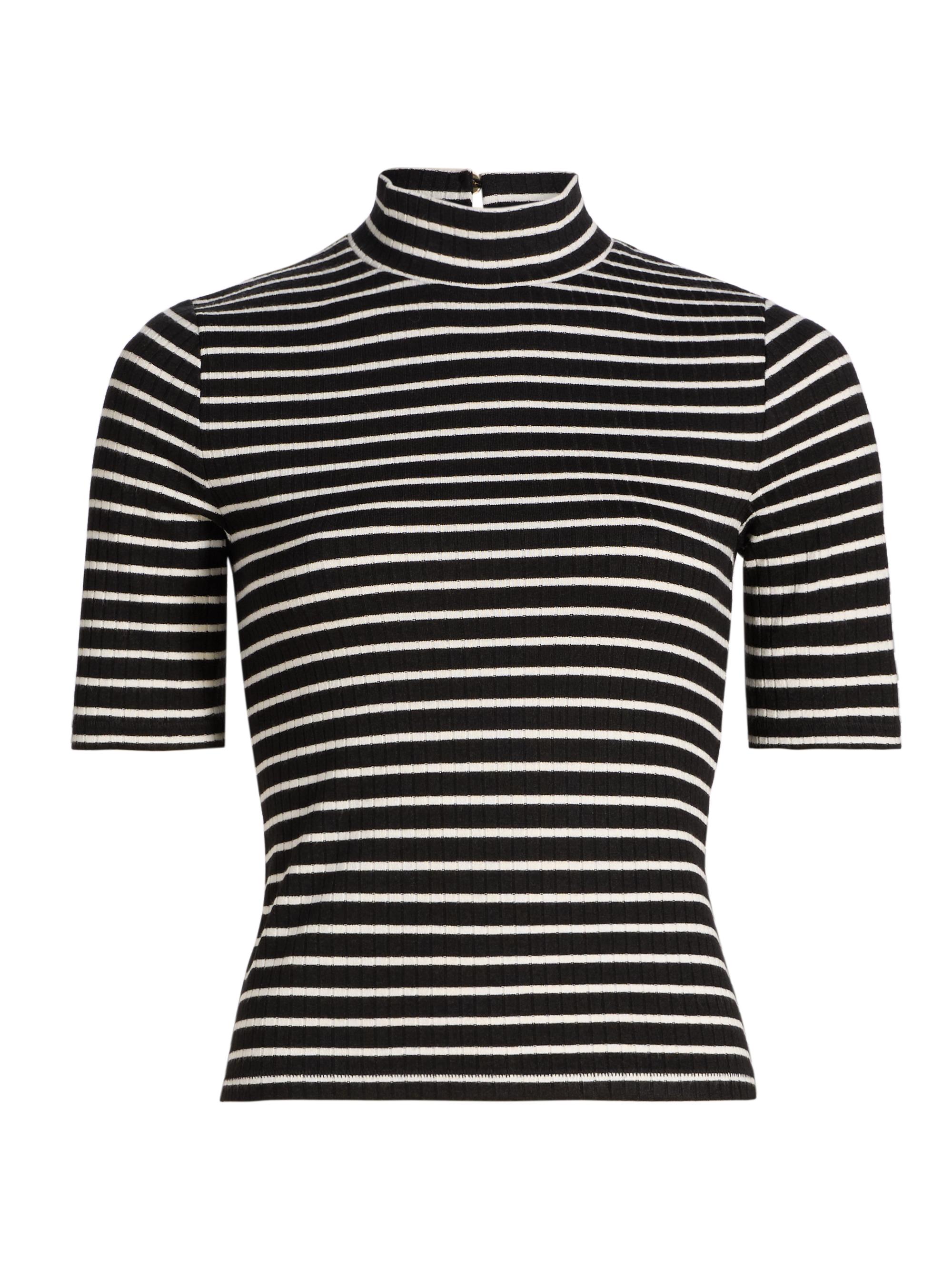rag & bone Women's The Knit Striped Rib-Knit T-Shirt - Black Multi