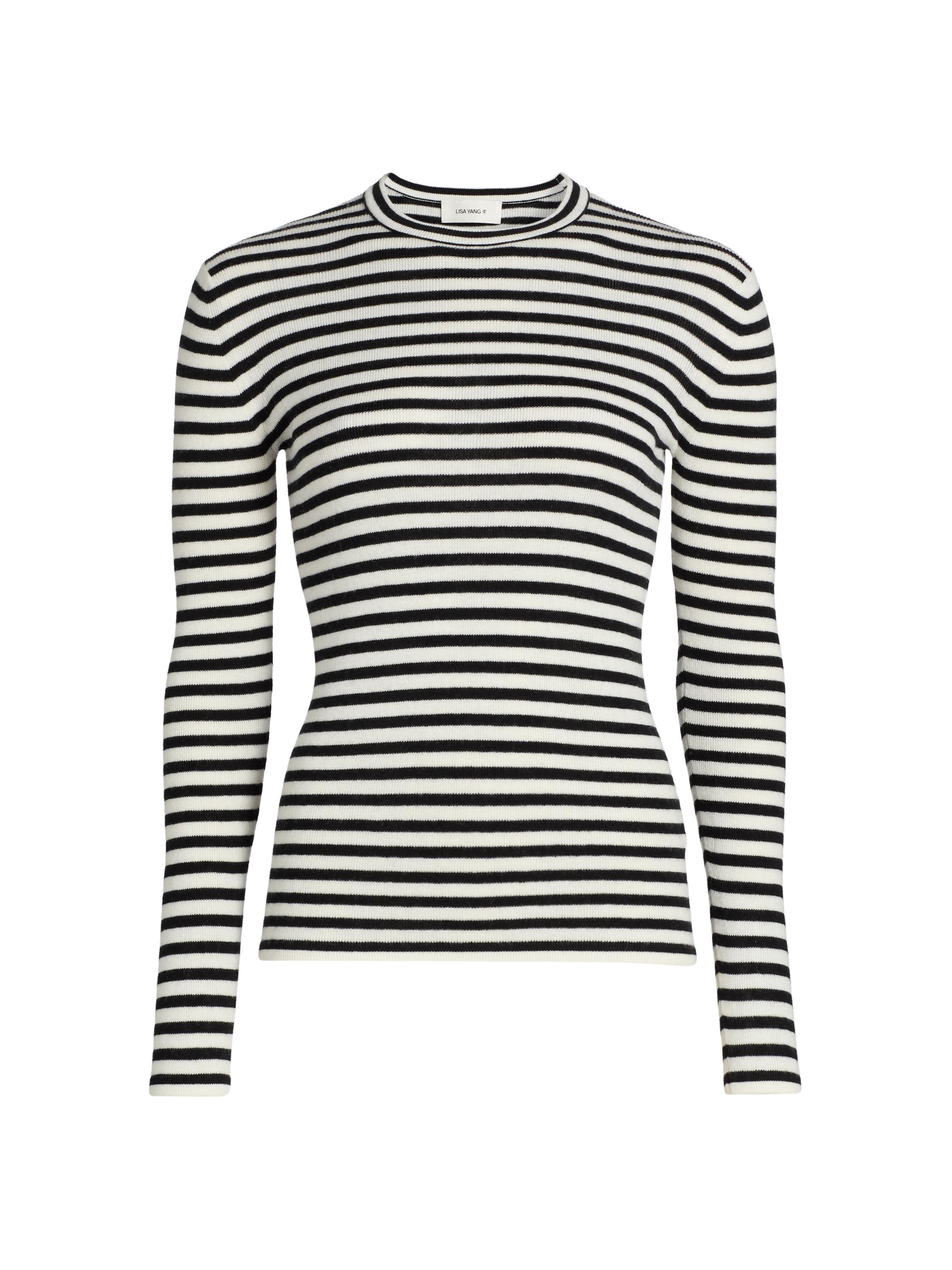 Lisa Yang Women's Vivian Striped Top - Salt Noir Stripes