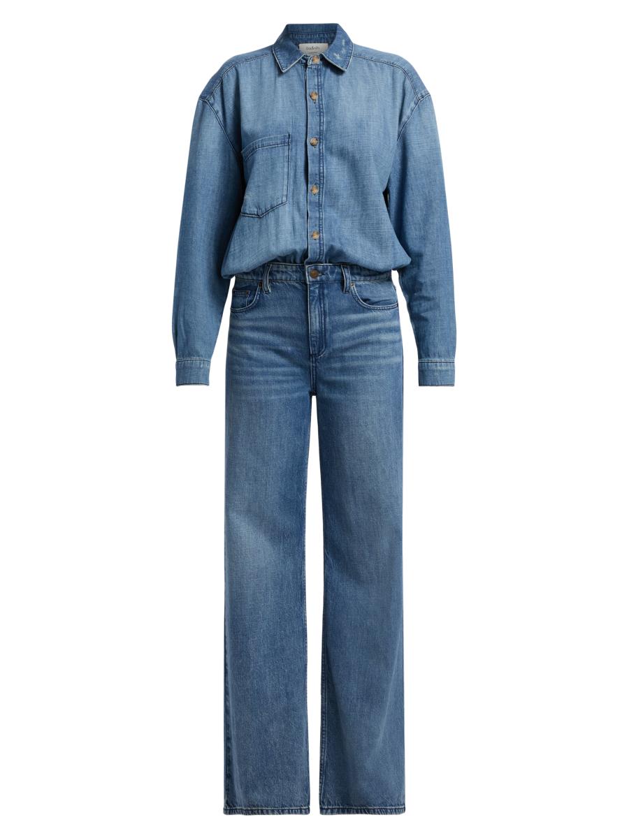 Ba&sh Women's Bloom Denim Jumpsuit In Blue