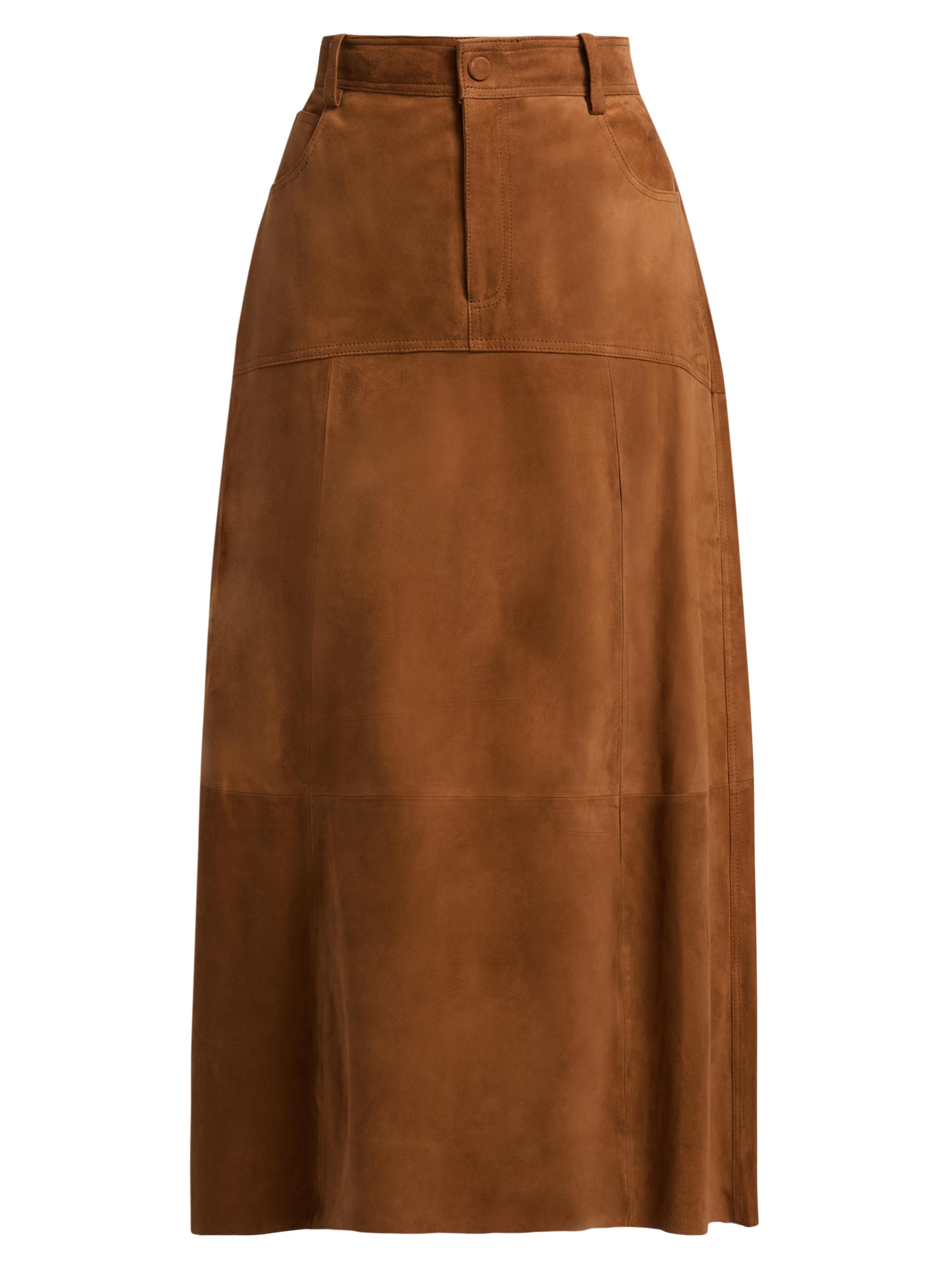 ba & sh Women's Massia Suede Midi-Skirt - Camel
