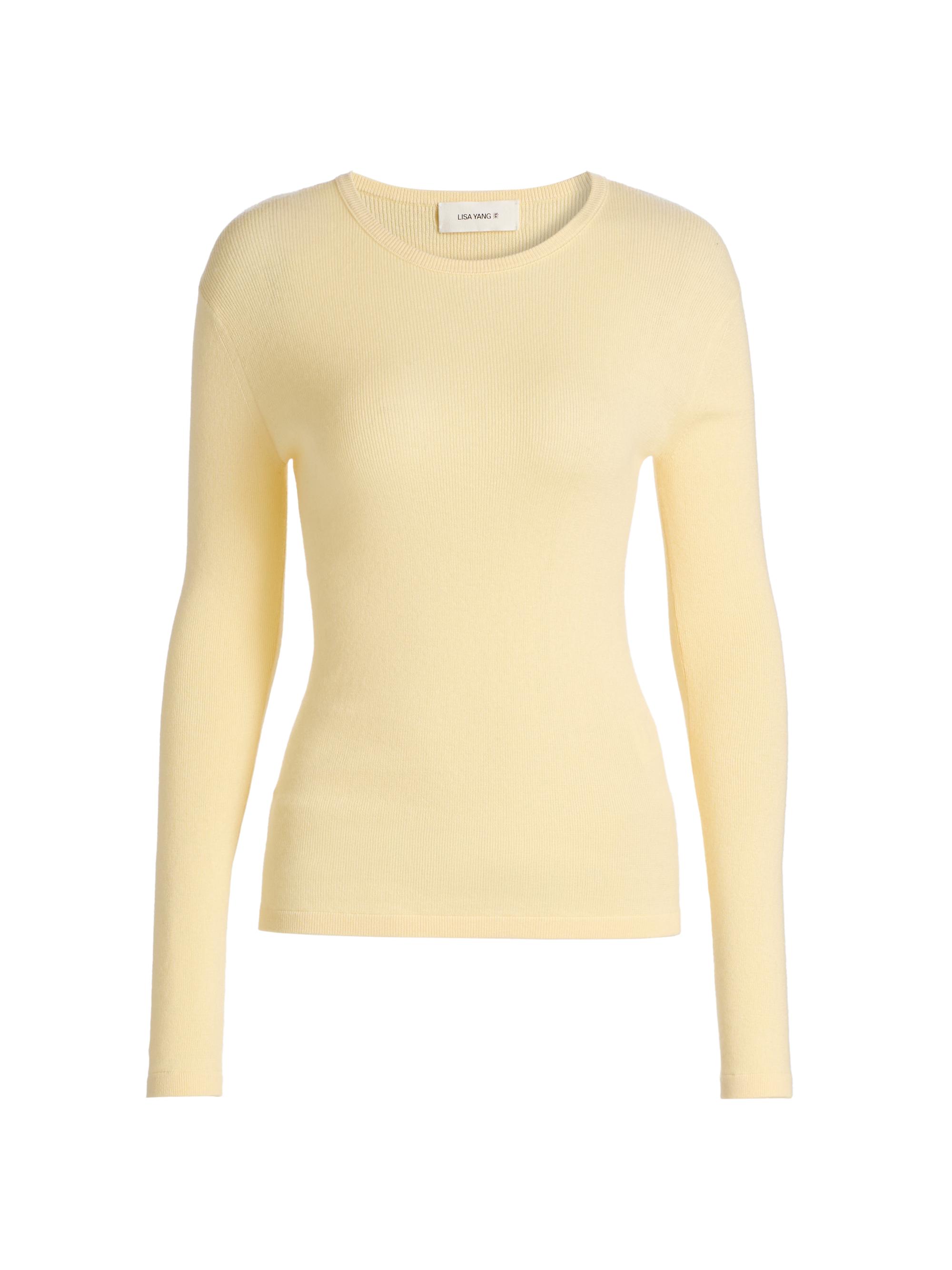 Lisa Yang Women's Vivian Ribbed Cotton-Cashmere Top - Limone
