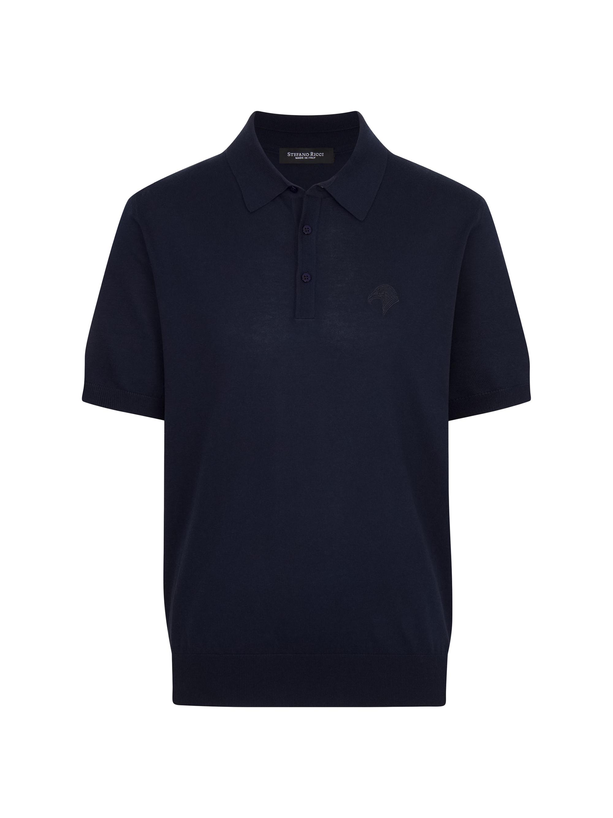 Stefano Ricci Men's Three Button Polo Shirt - Dark Blue