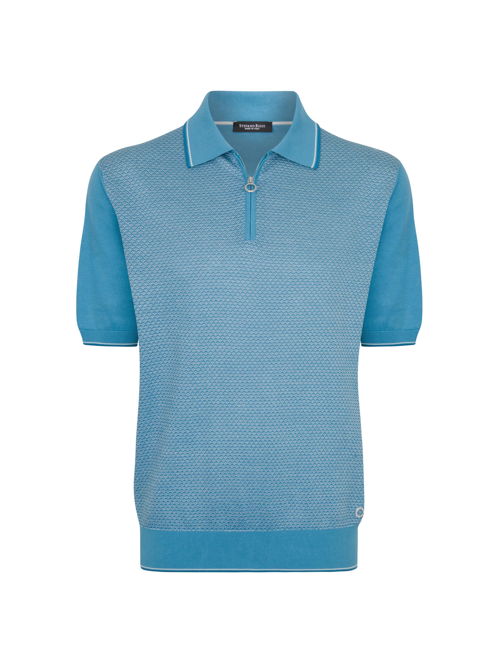 Stefano Ricci Men's Cotton-Silk Polo Shirt - Blue