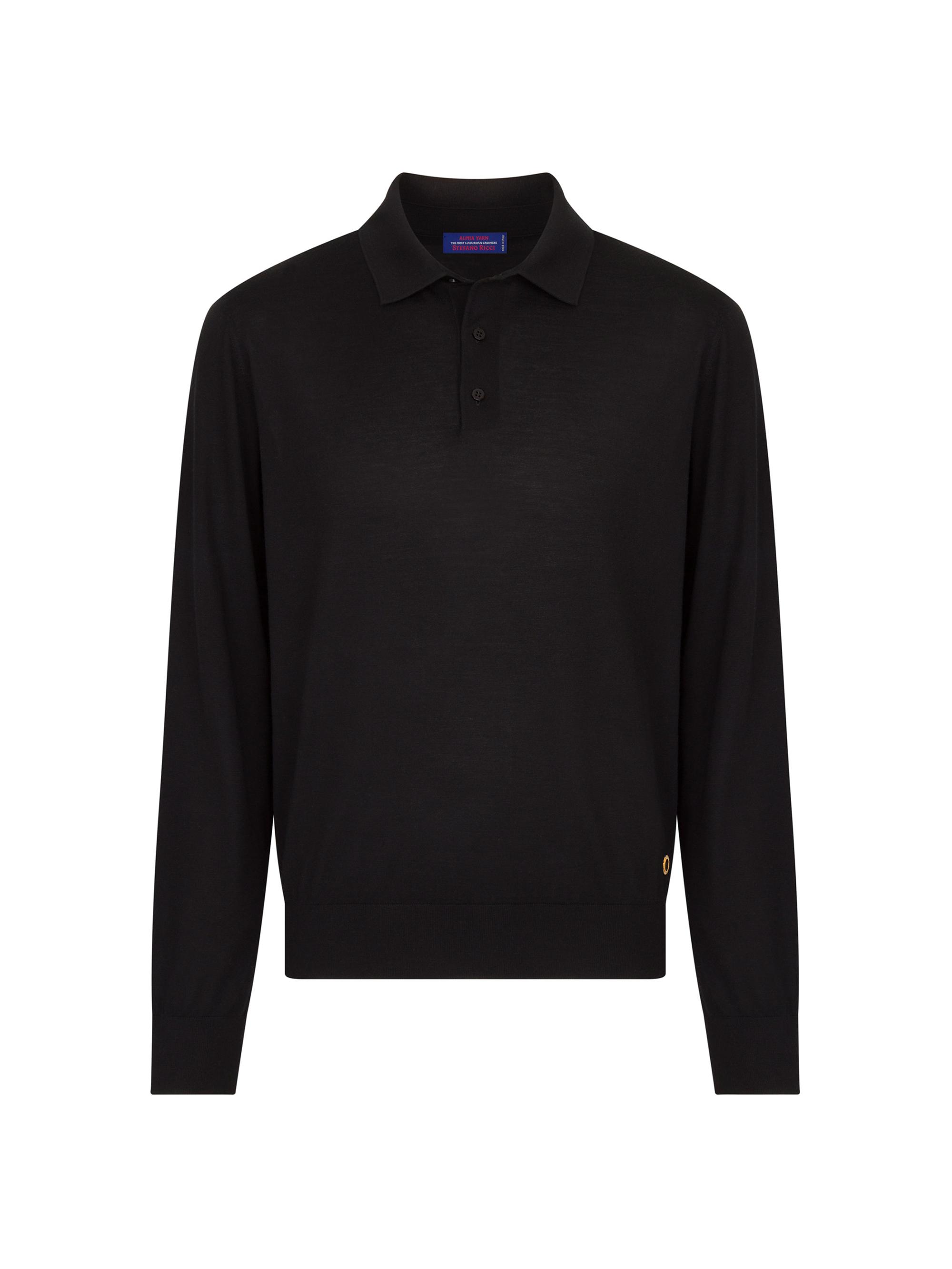 Stefano Ricci Men's Cashmere-Wool Polo Shirt - Black