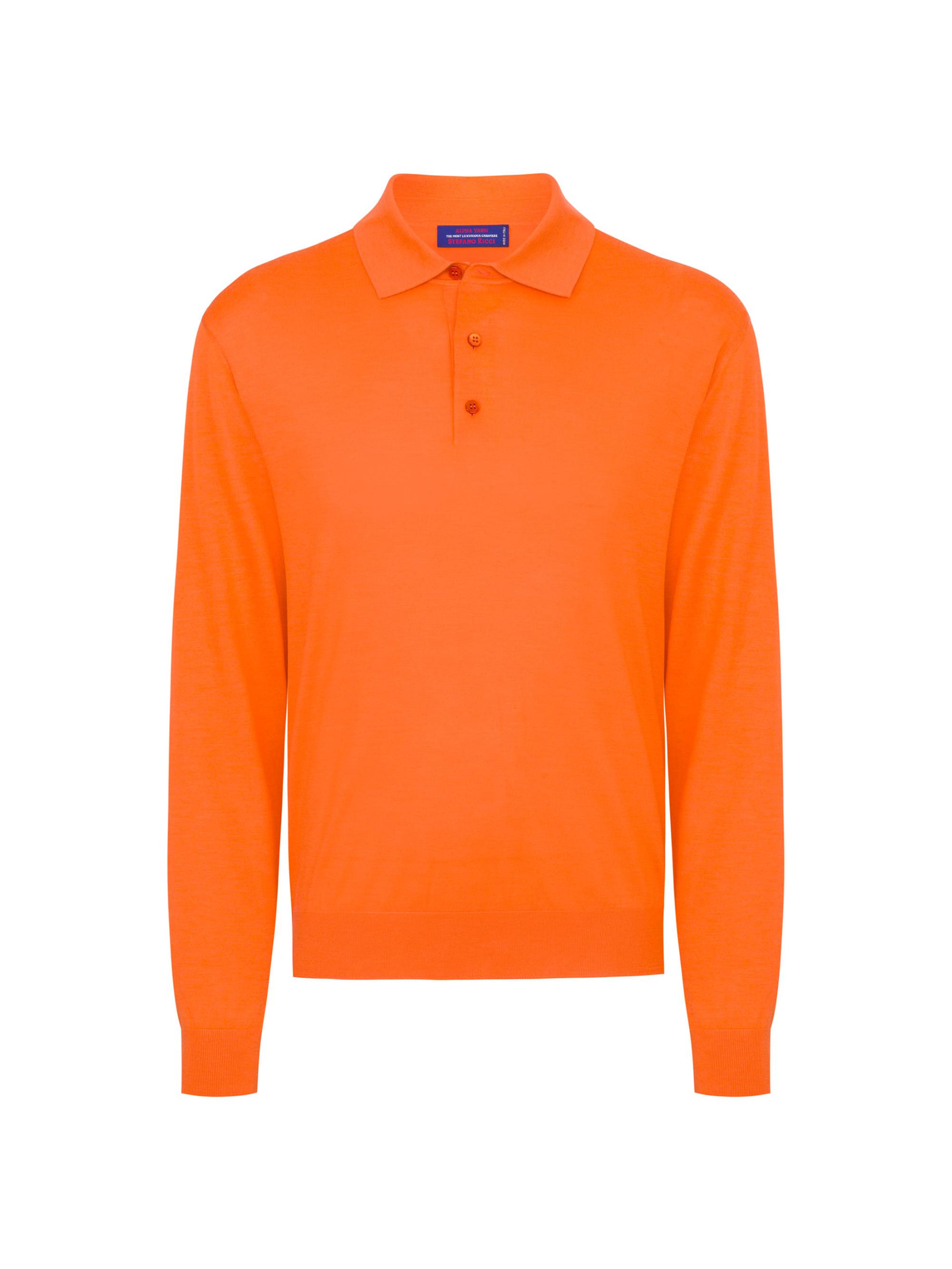 Stefano Ricci Men's Cashmere-Wool Polo Shirt - Orange