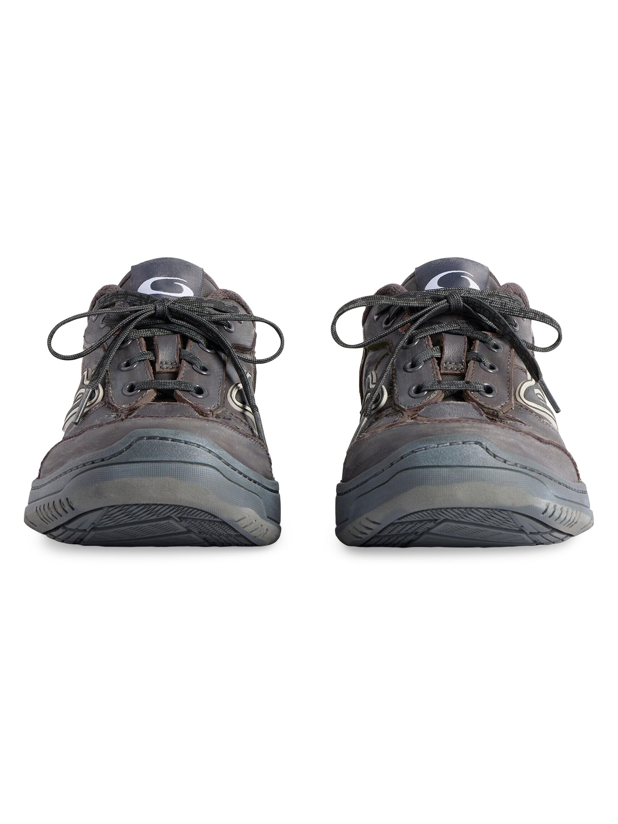 Balenciaga Men's Hamptons Worn-Out Sneakers - Grey - side view in Grey