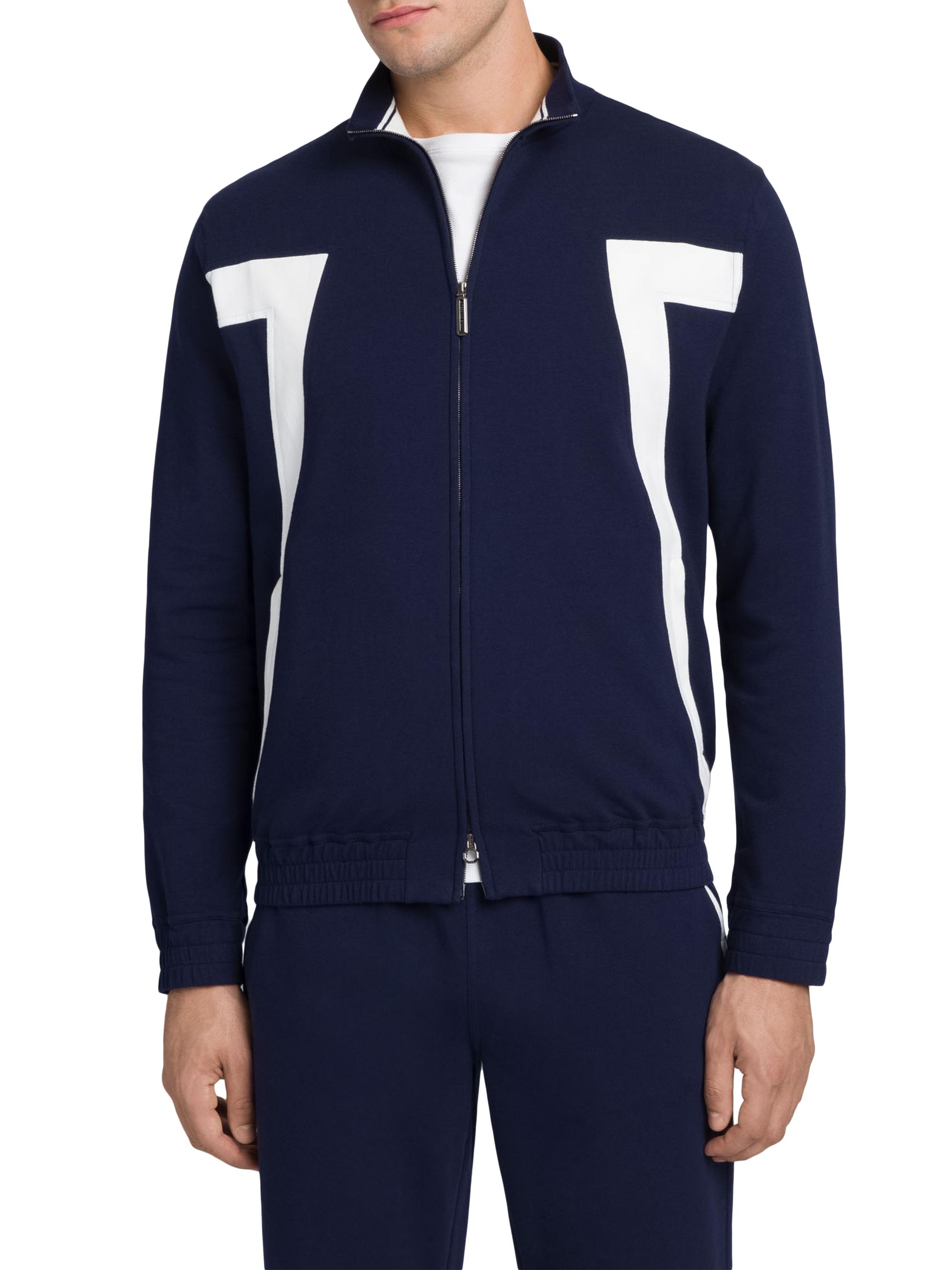 Stefano Ricci Men's Cotton Blend Jogging Blouson Sweater - Blue