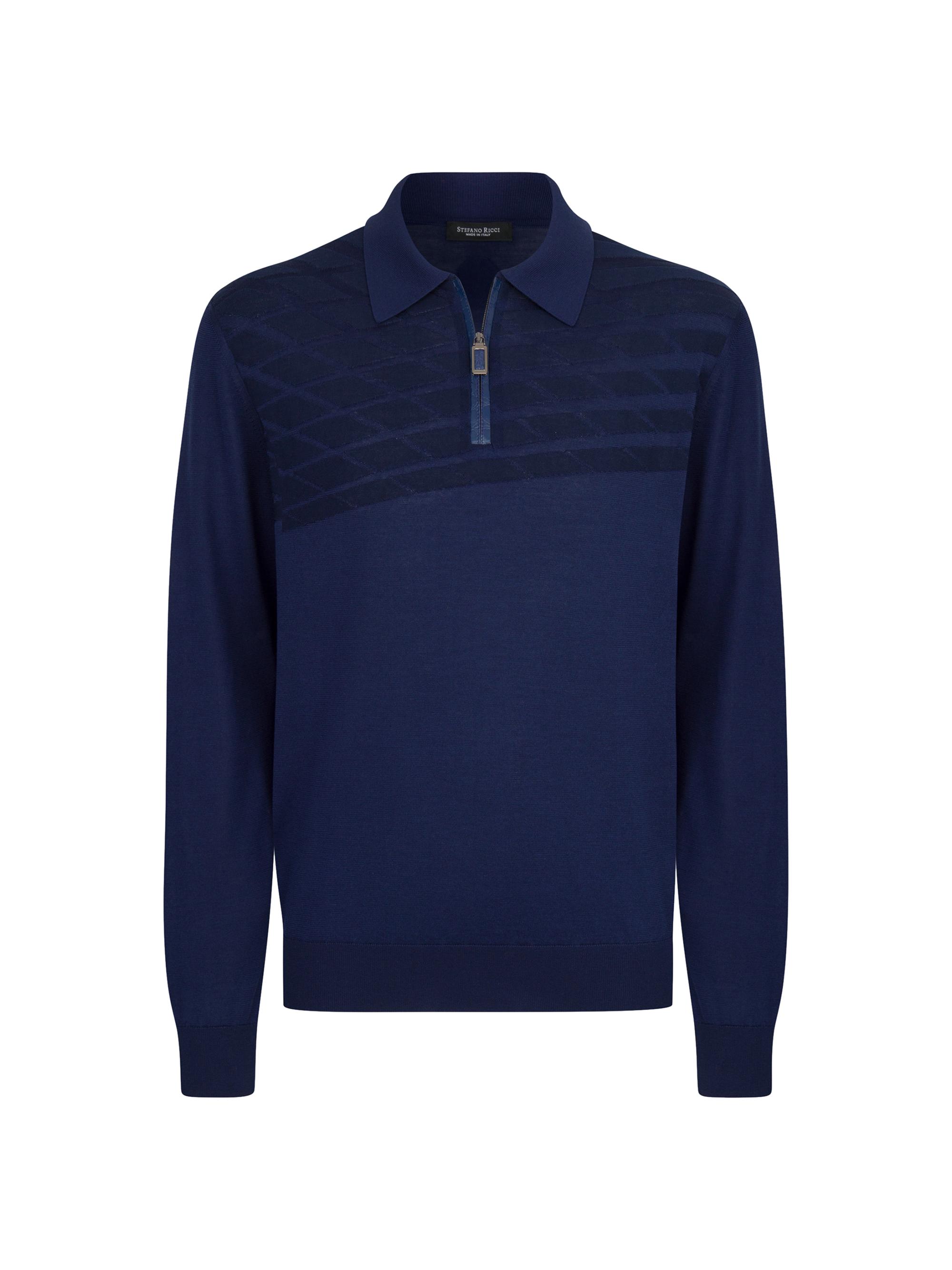 Stefano Ricci Men's Zip Polo Shirt - Blue