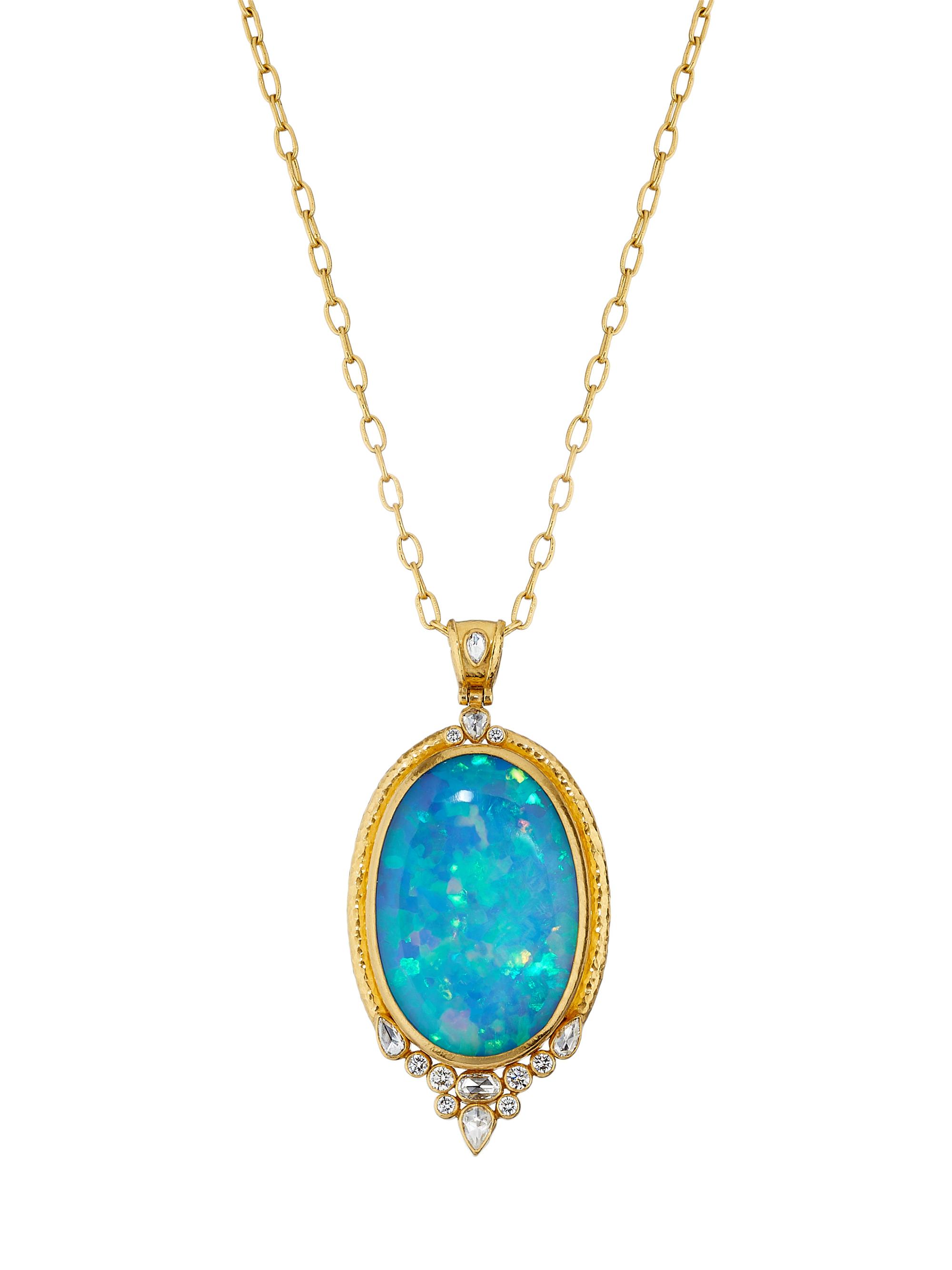 Gurhan Women's Muse 24K Yellow Gold, Ethiopian Opal & 3.28 TCW Diamond Pendant Necklace - Yellow Gold