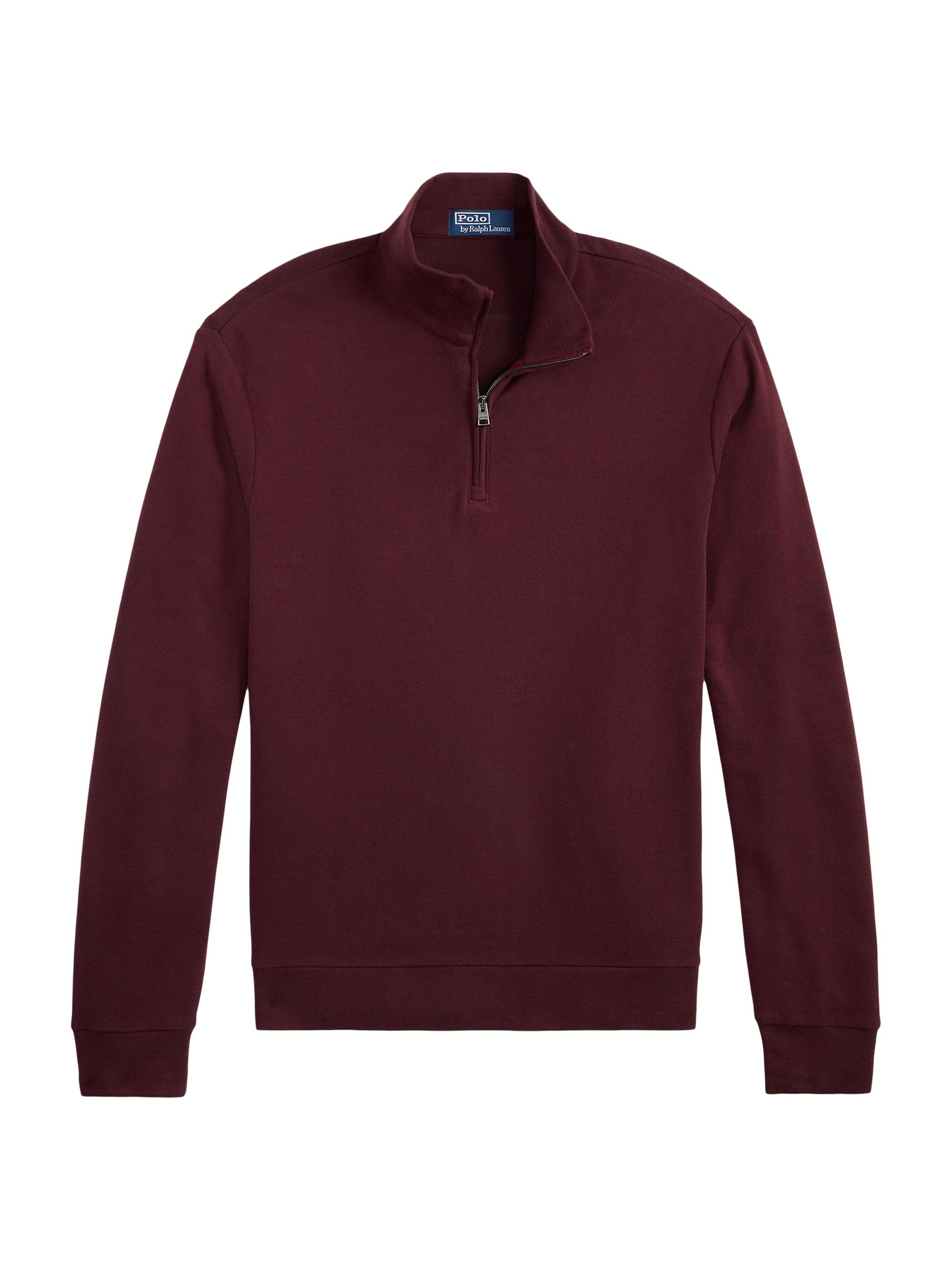 Polo Ralph Lauren Men's Luxury Textured Quarter-Zip Sweatshirt - Spring Wine Heather Blackboot