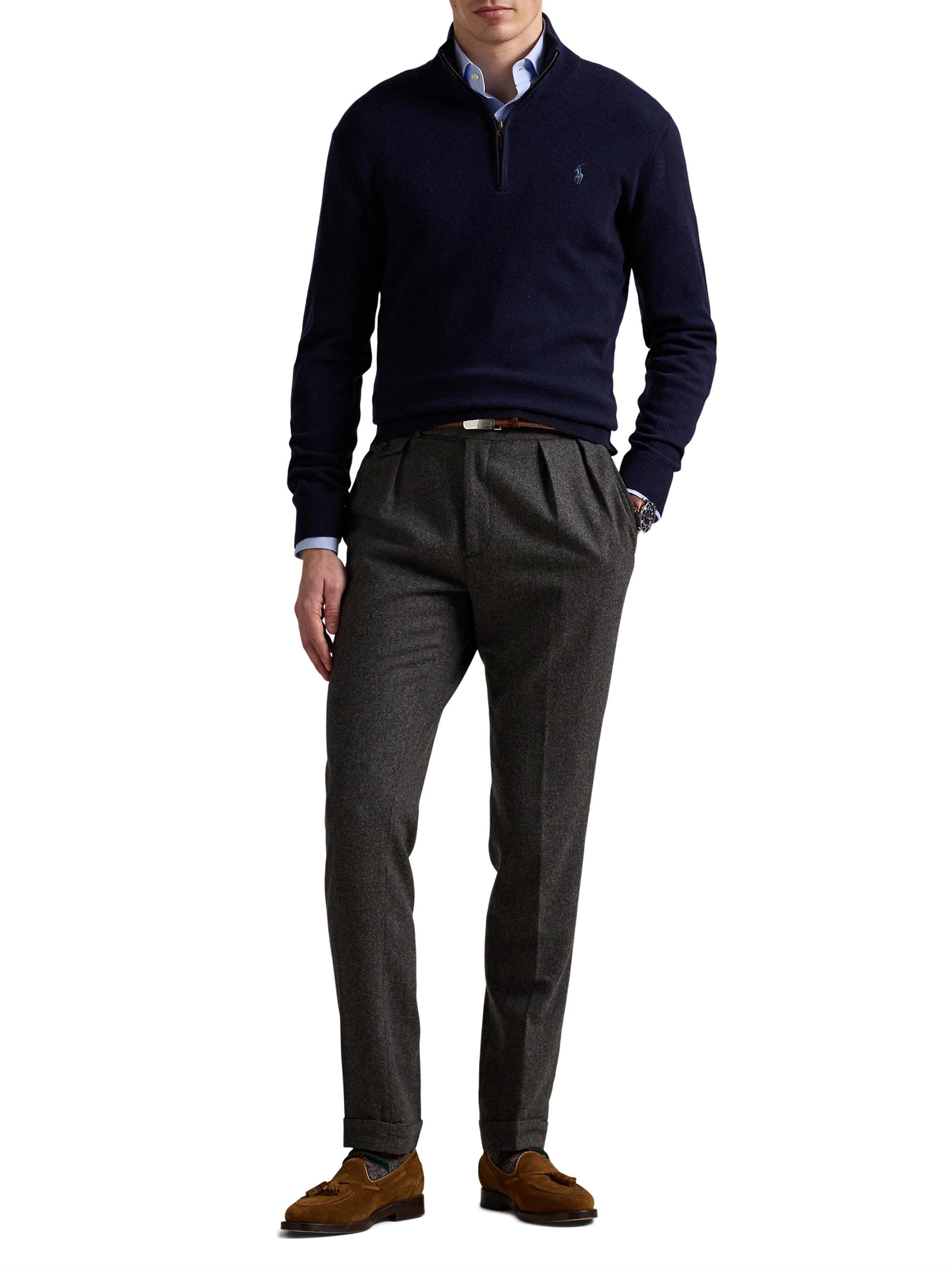Polo Ralph Lauren Logo Wool Quarter-Zip Sweater | Saks Fifth Avenue