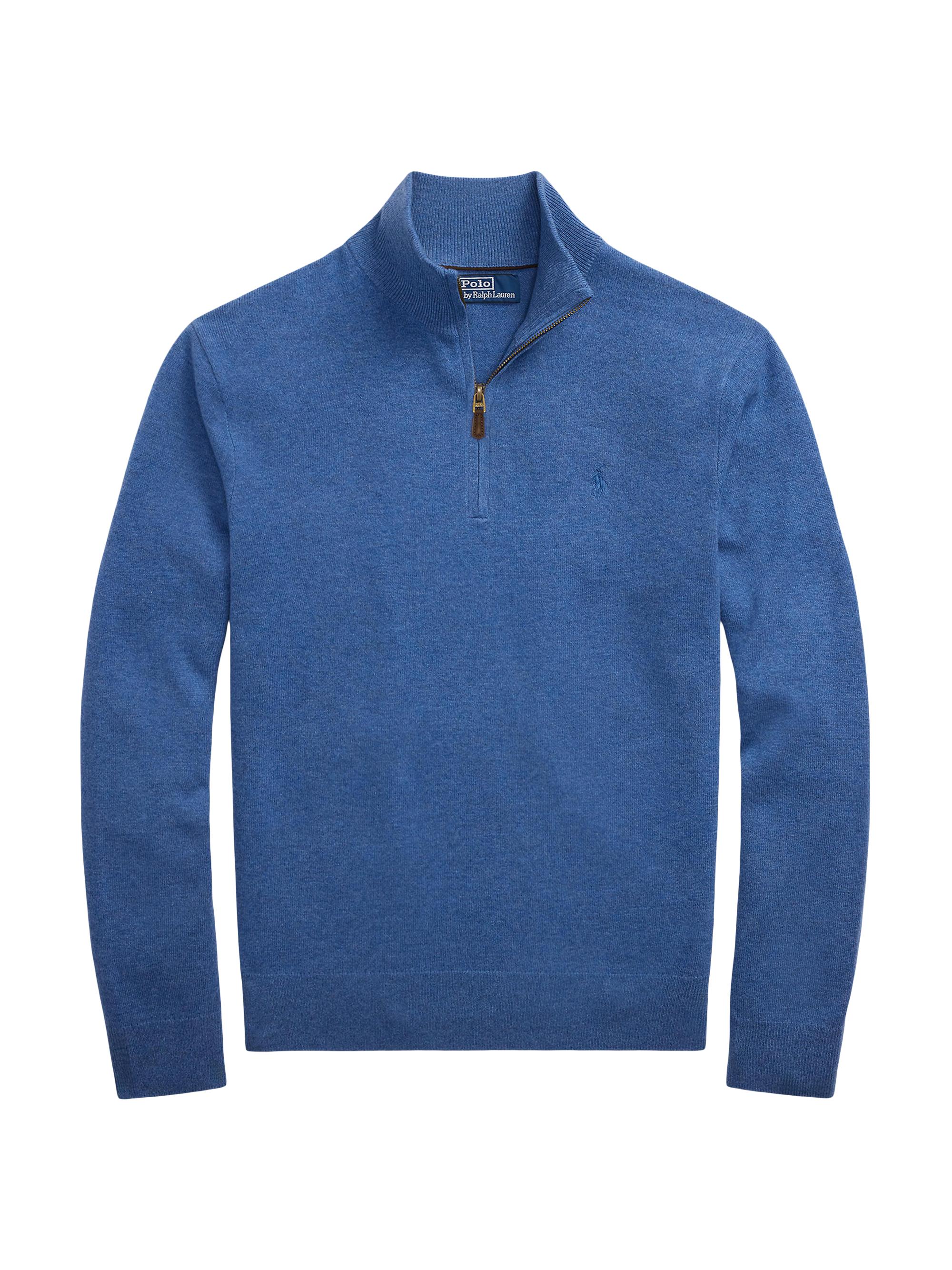 Polo Ralph Lauren Men's Logo Wool Quarter-Zip Sweater - Leaf Green Heather