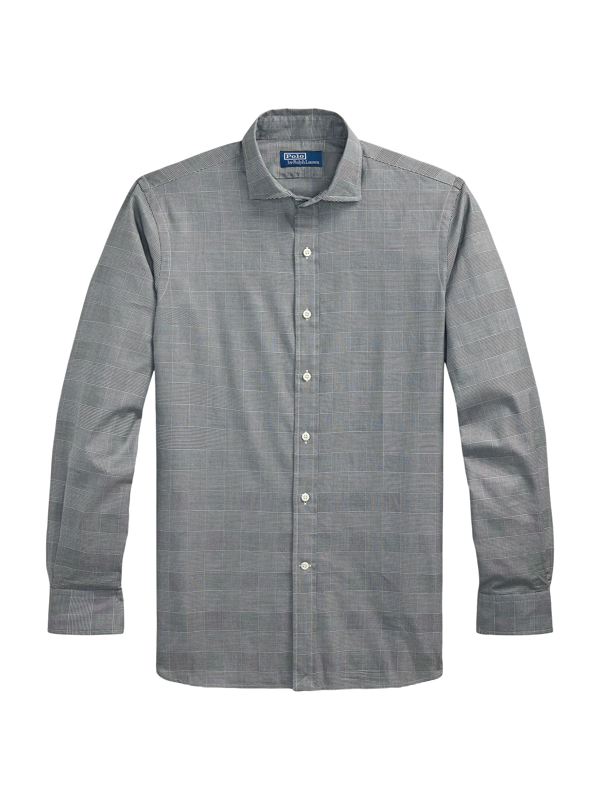 Polo Ralph Lauren Men's Plaid Cotton Long-Sleeve Shirt - Polo Black White