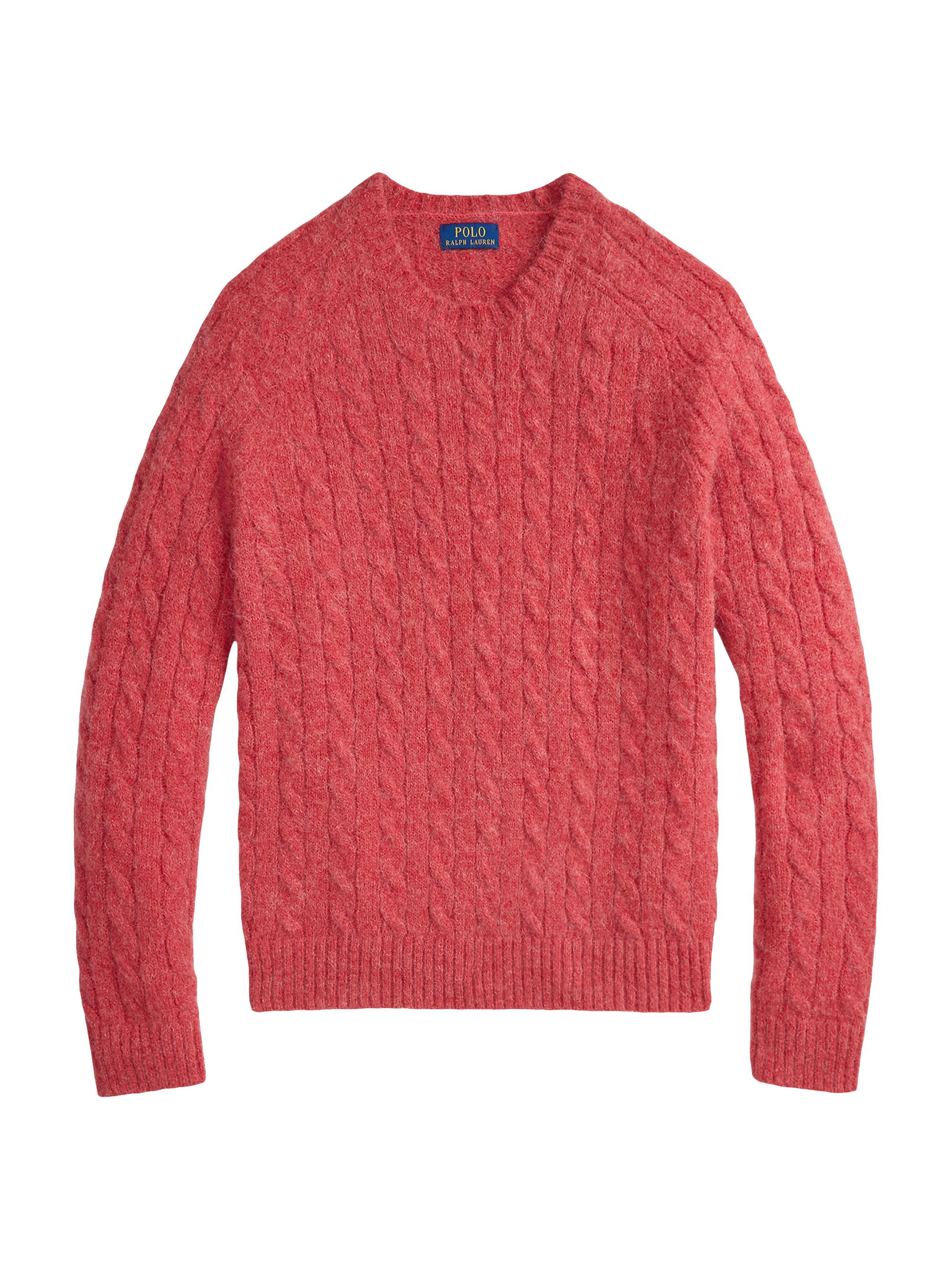 Polo Ralph Lauren Men's Wool-Blend & Suede Cable-Knit Sweater - Midnight Navy Heather