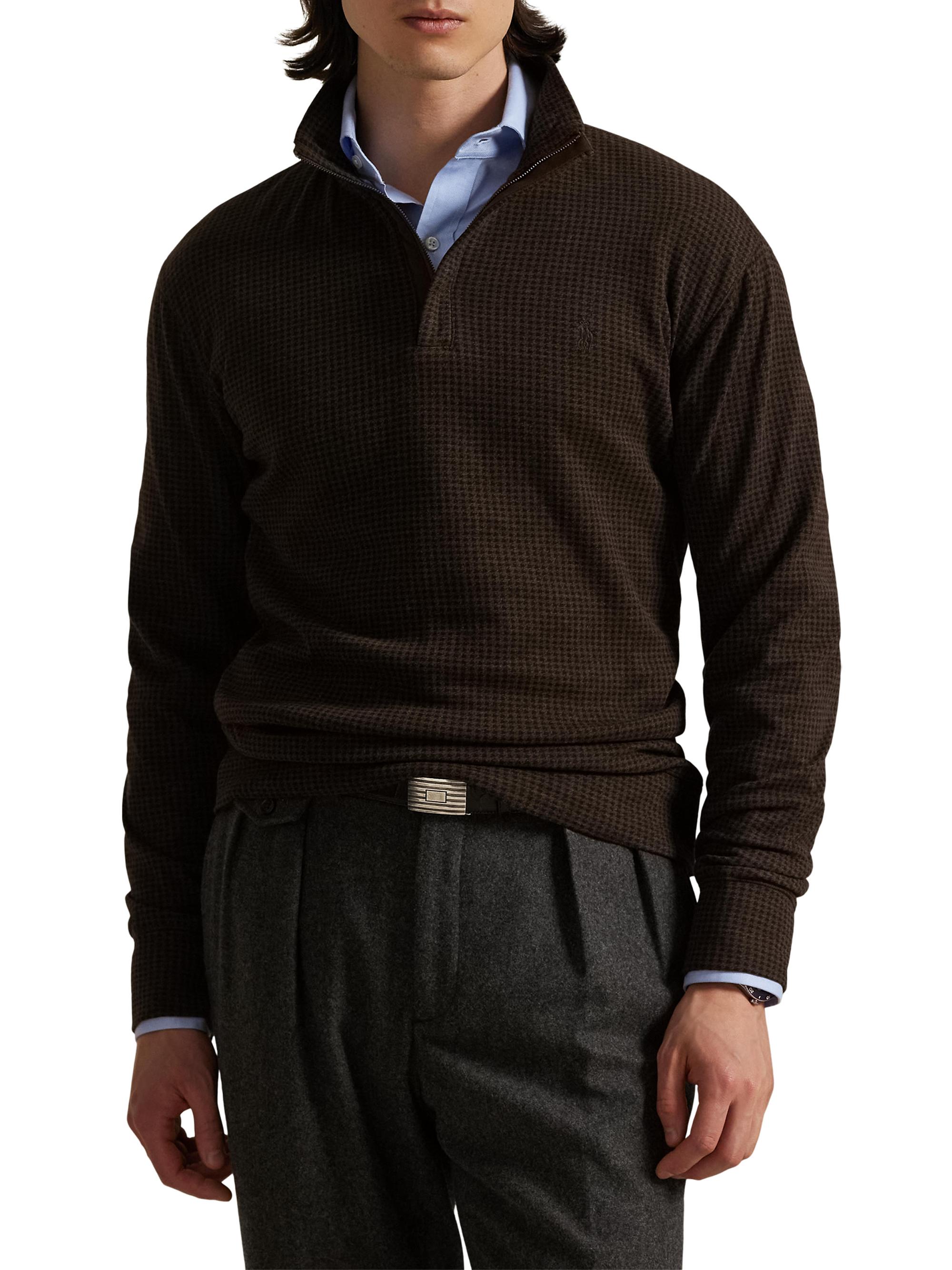 Polo Ralph Lauren Houndstooth Quarter-Zip Polo | Saks Fifth Avenue