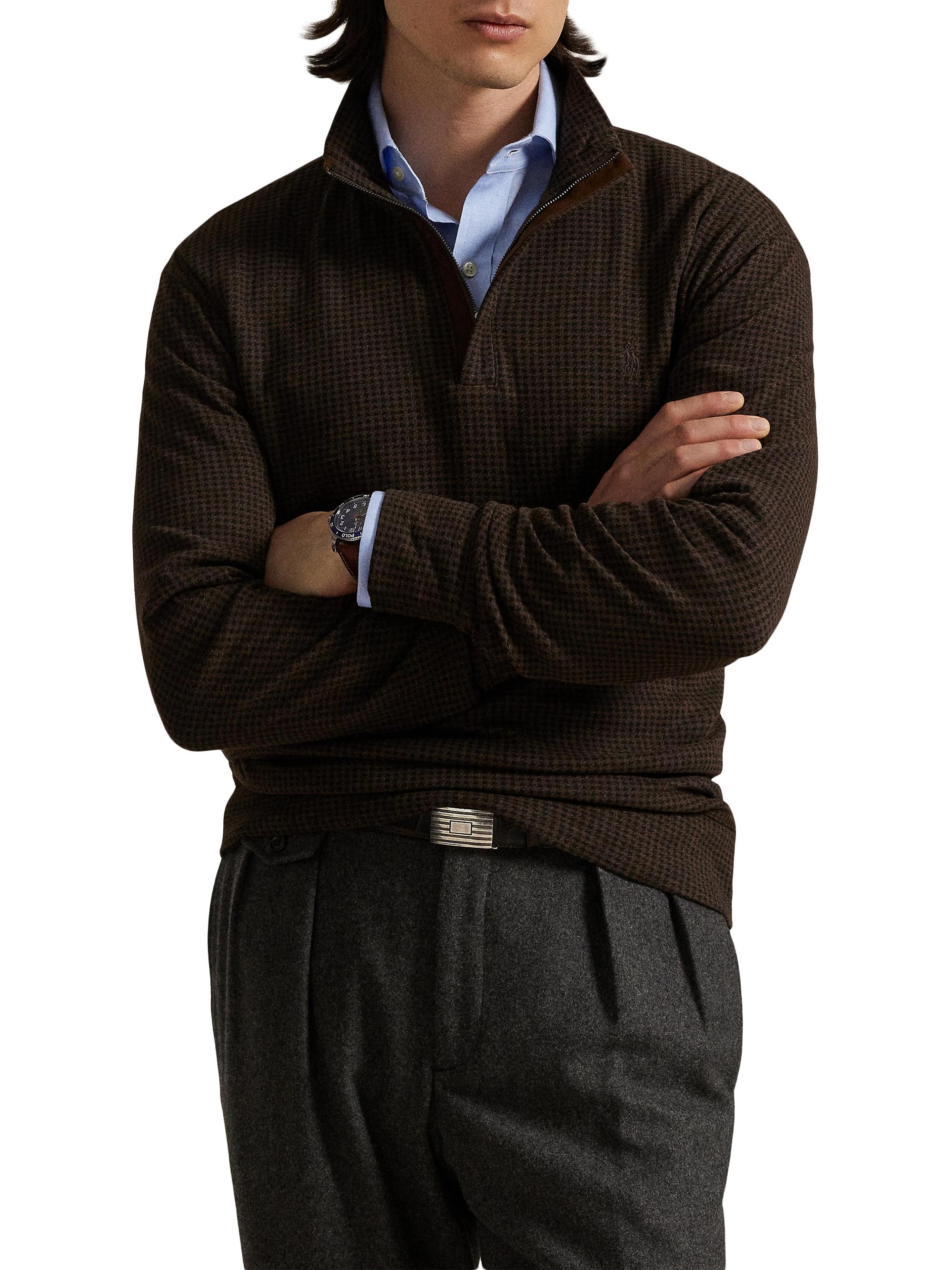 Polo Ralph Lauren Houndstooth Quarter-Zip Polo | Saks Fifth Avenue