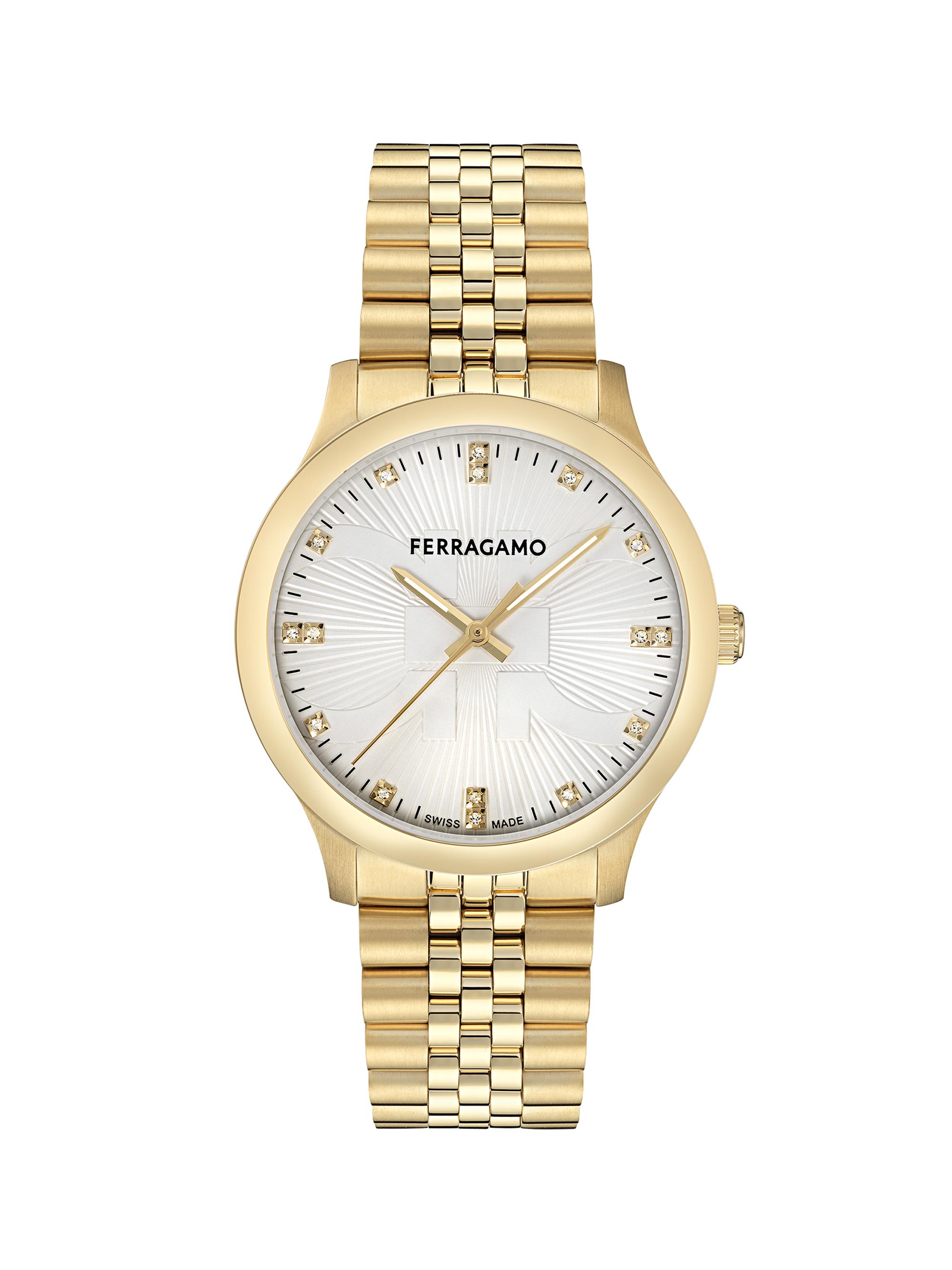 FERRAGAMO Men's Ren Diamond & Goldtone Ion-Plated Stainless Steel Bracelet Watch/40MM - Gold