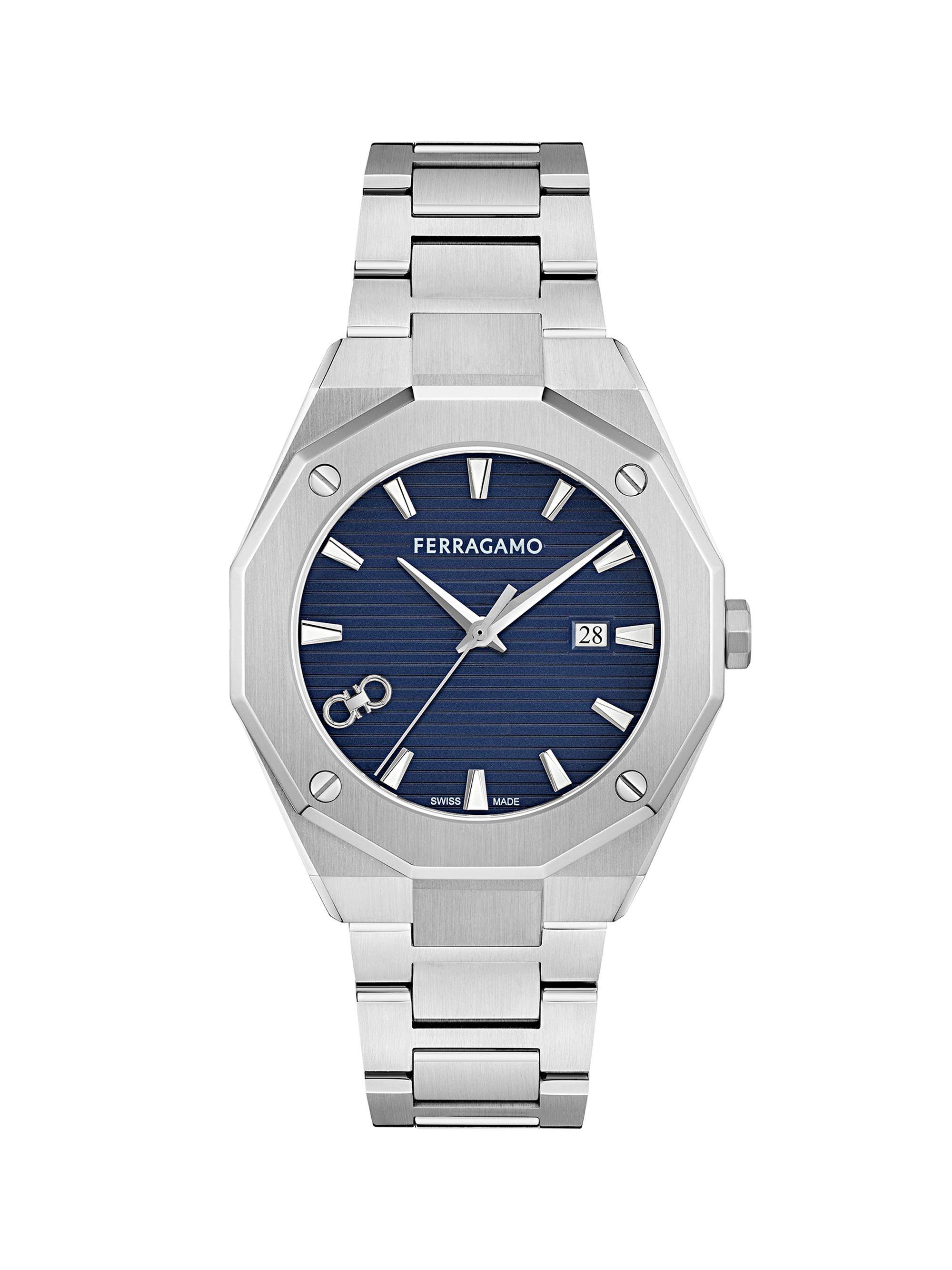 FERRAGAMO Men's Ferragamo Edge Stainless Steel Bracelet Watch/40MM - Stainless Steel Blue Dial