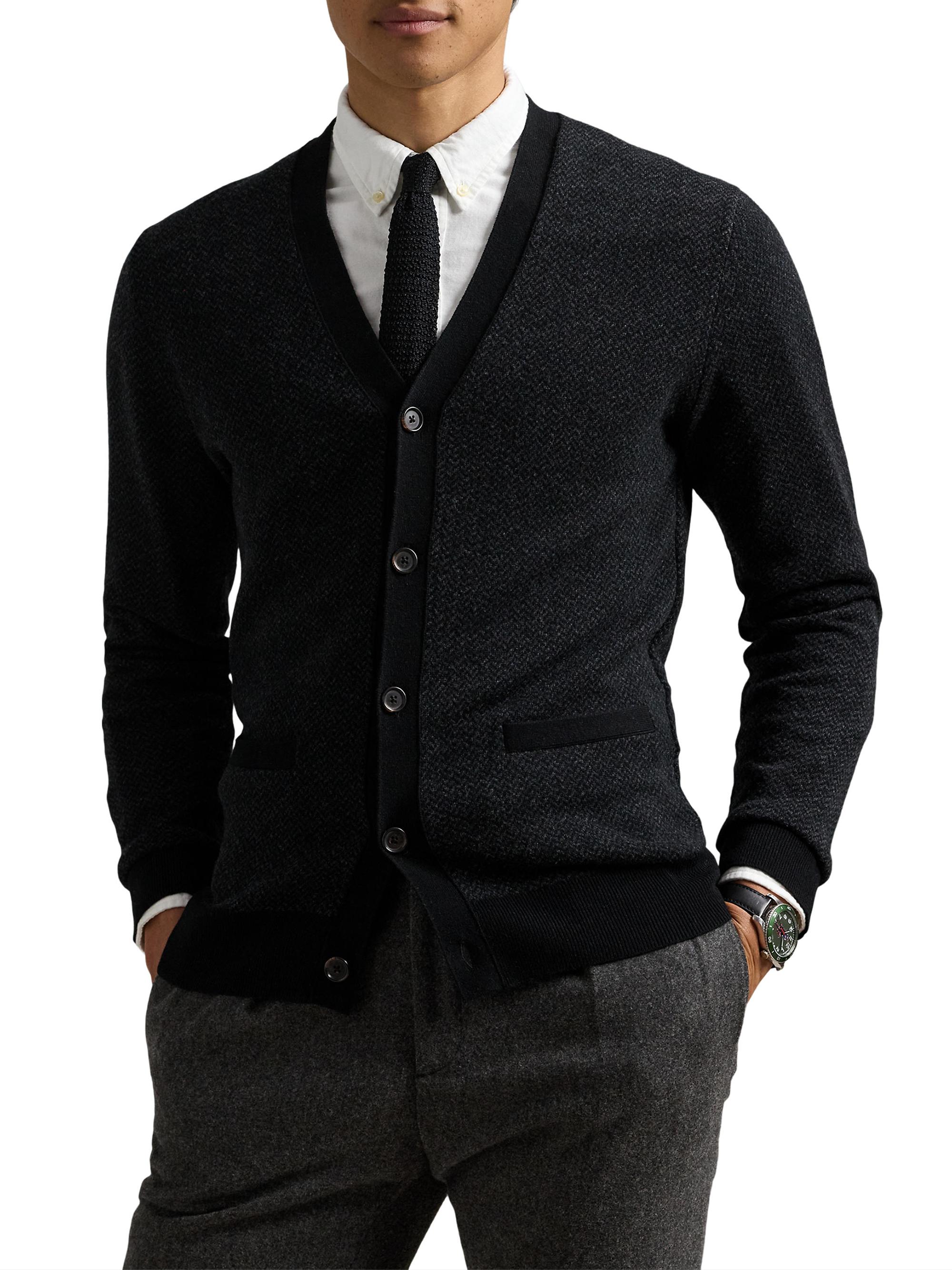 カーディガン HERRINGBONE JACQUARD KNIT CARDIGAN Polo Ralph Lauren Herringbone Merino Wool V-Neck Cardigan | Saks