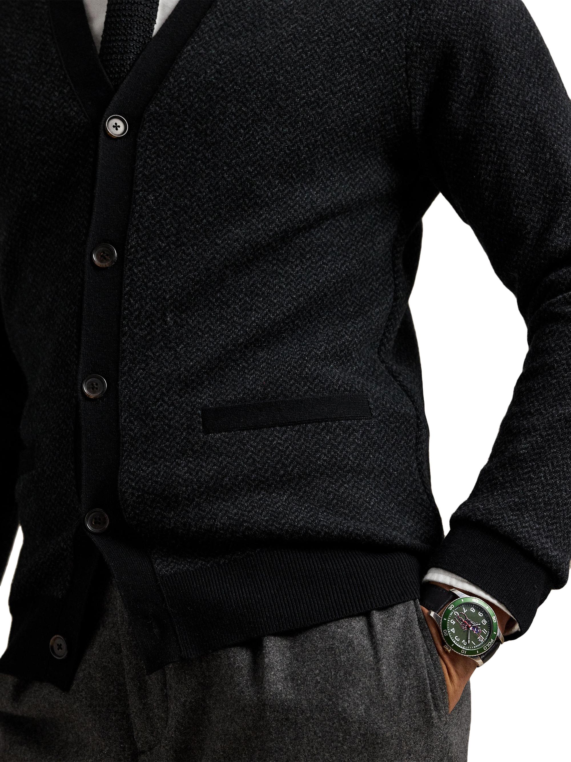 Polo Ralph Lauren Herringbone Merino Wool V-Neck Cardigan | Saks