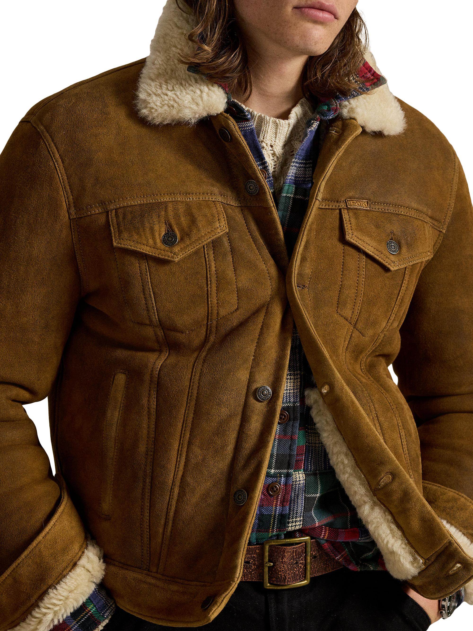 SEA レザー&ウール ジャケット Polo Ralph Lauren Merino Shearling Button-Down Jacket | Saks Fifth