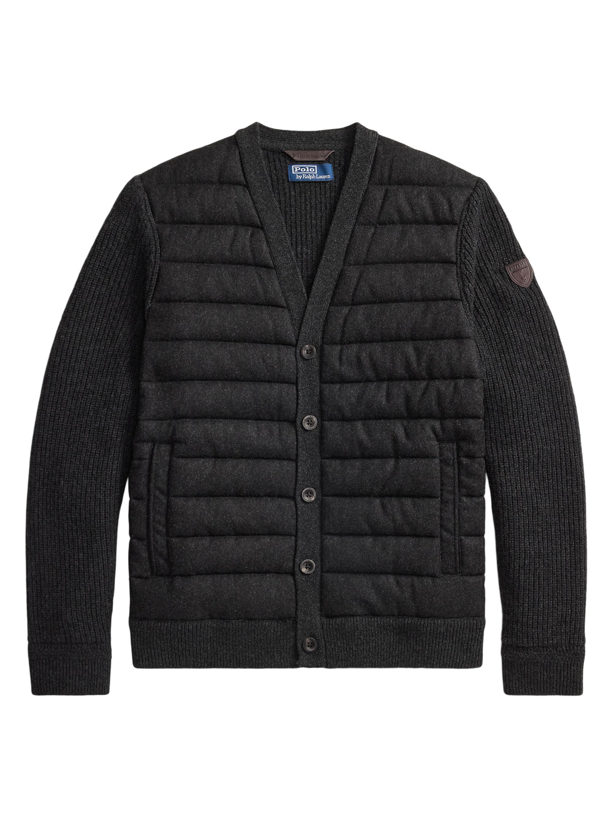 Polo Ralph Lauren Men's Quilted Cotton V-Neck Cardigan - Onyx
