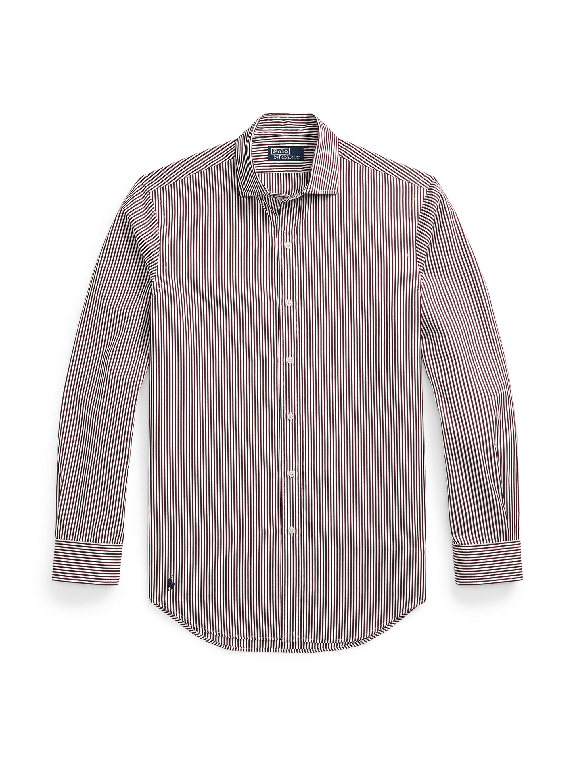 Polo Ralph Lauren Men's Striped Poplin Button-Front Shirt - Classic Wine White