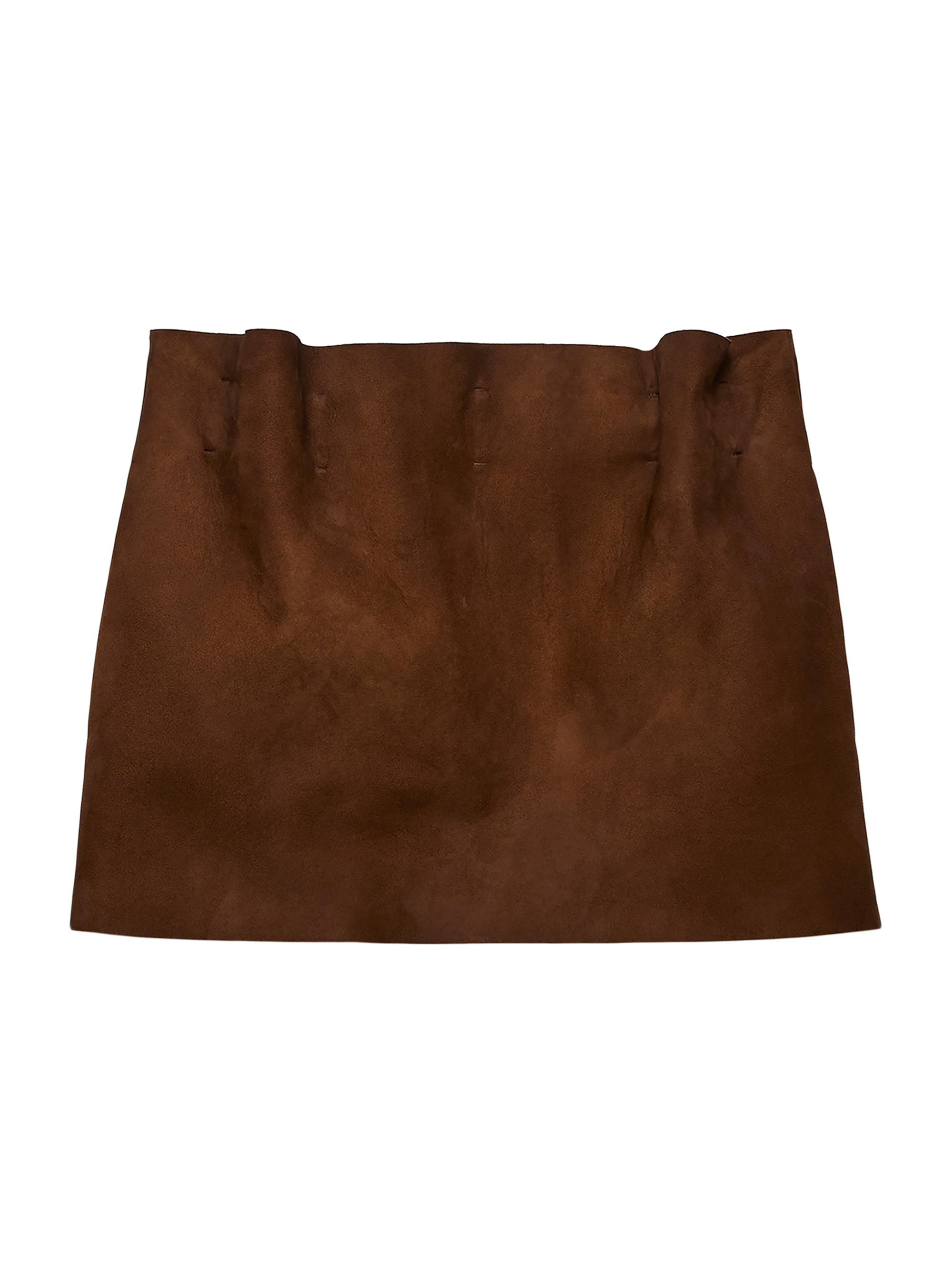 Prada Women's Suede Miniskirt - Brown