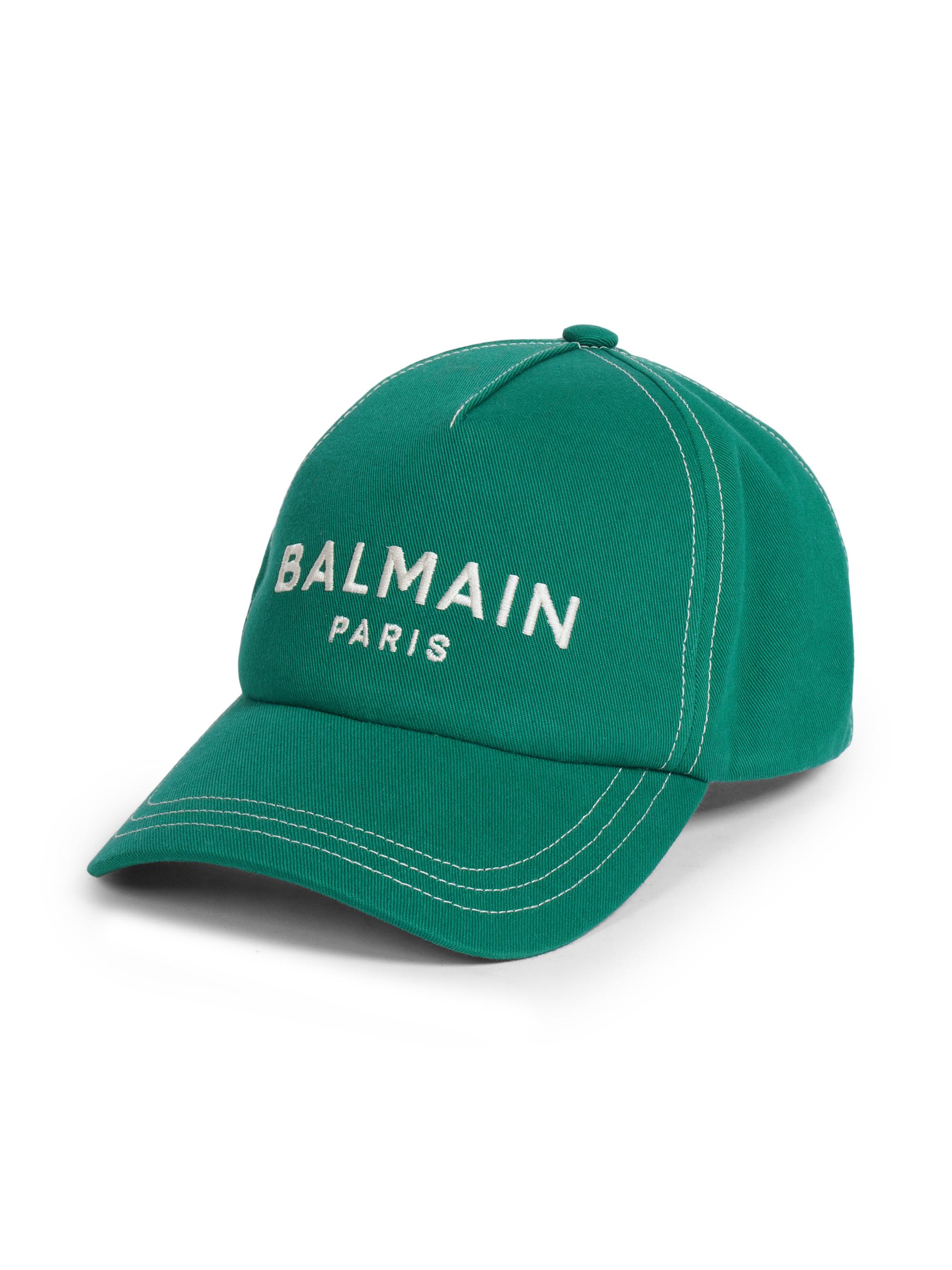 Balmain Men's Logo Embroidered Cotton Cap - Vert Beige
