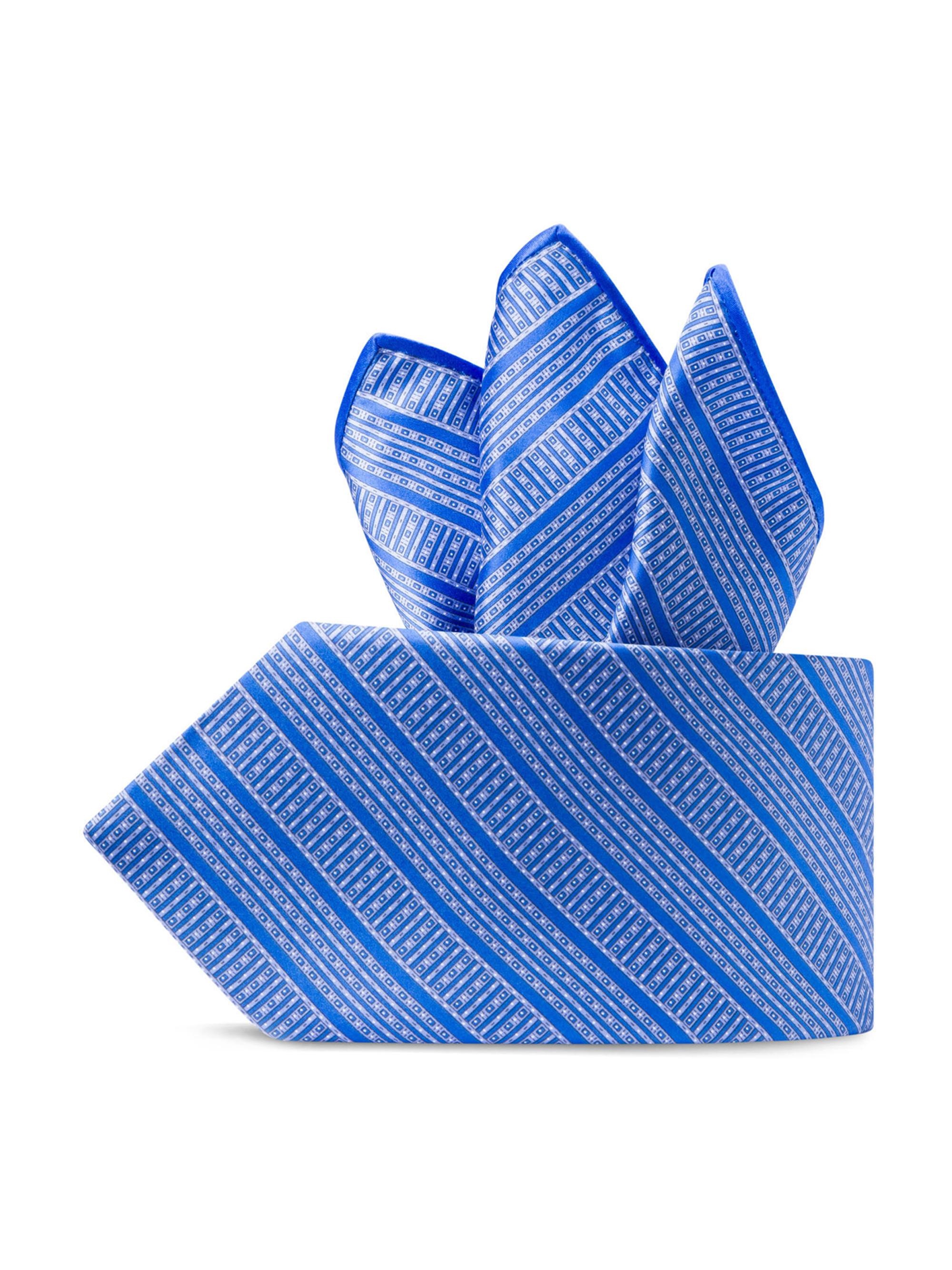 Stefano Ricci Men's Luxury Printed Silk Tie Set - Blue White